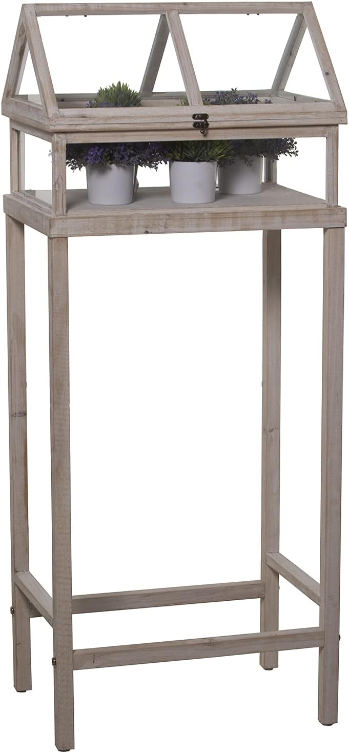 Drw Serra in Legno Abete e Vetro Decapè, Bianco