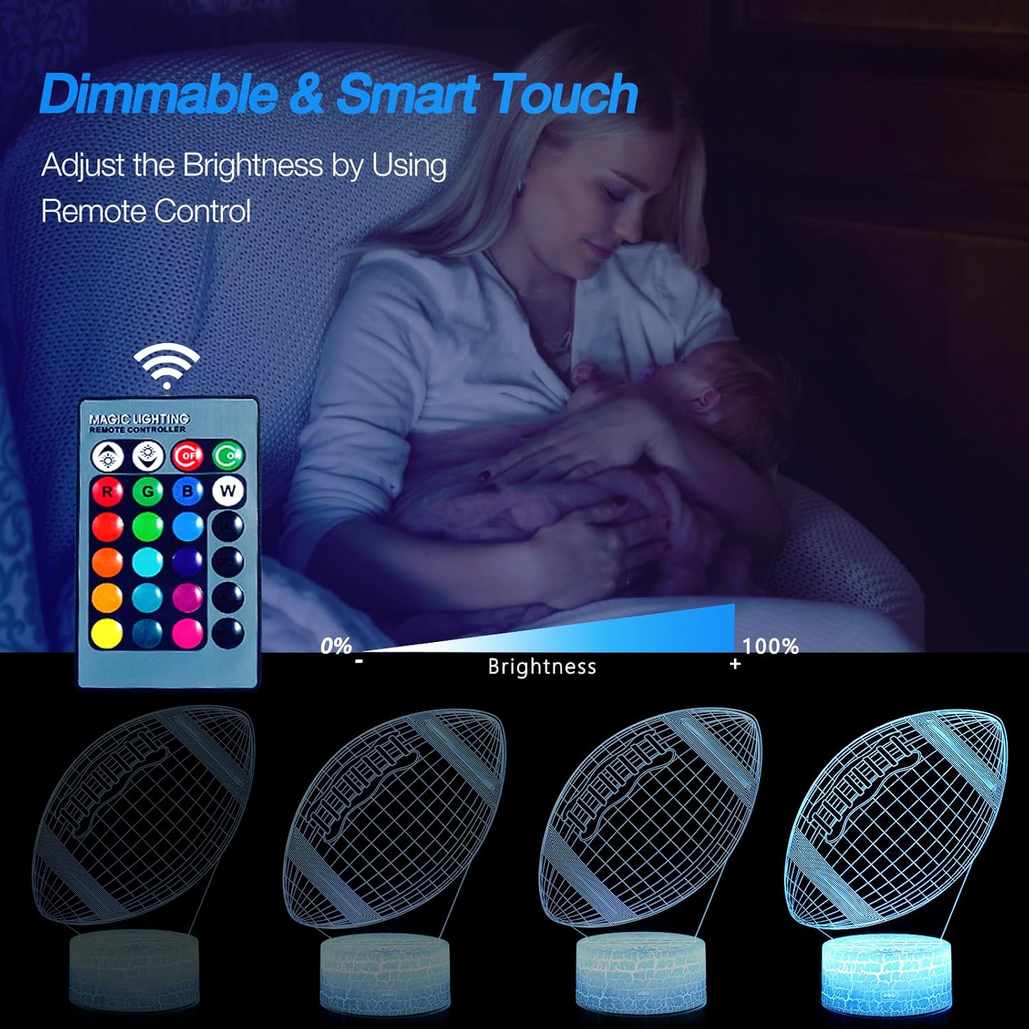 Luci Notturna 3D LED Palla Ovale con Telecomando - immagine 5