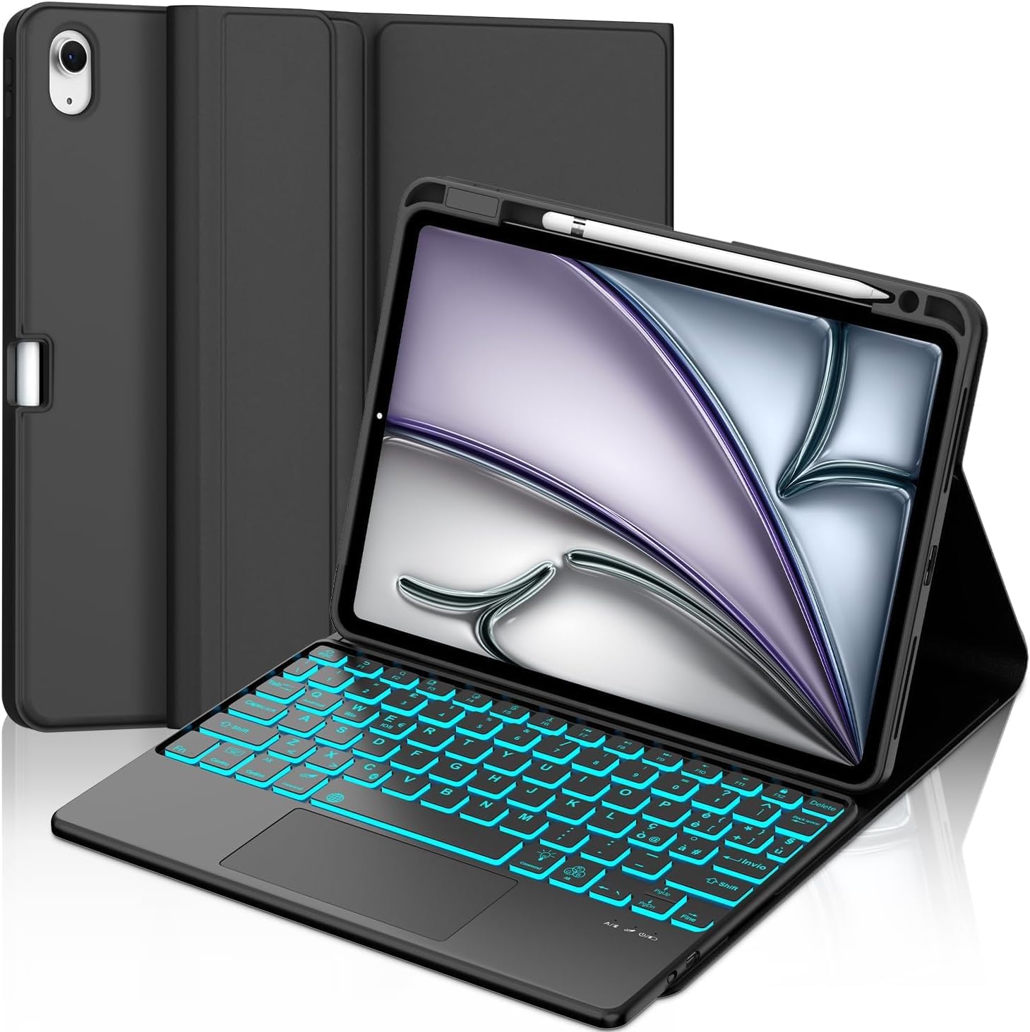 Iveoppe Tastiera iPad Air 11" (M3 2025/M2 2024) con Touchpad, Nero - immagine 1