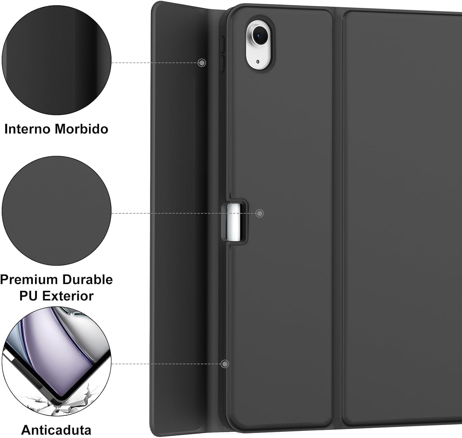 Iveoppe Tastiera iPad Air 11" (M3 2025/M2 2024) con Touchpad, Nero - immagine 6