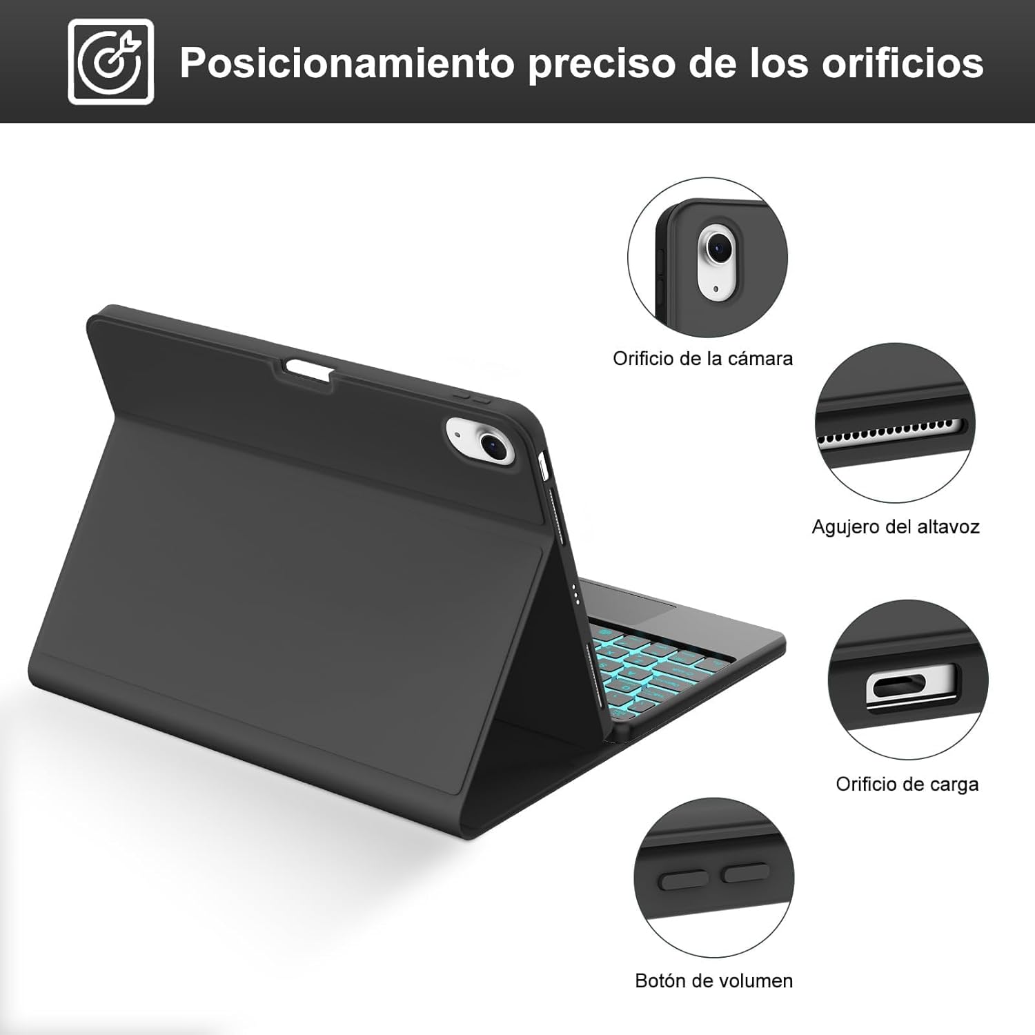 Iveoppe Tastiera iPad Air 11" (M3 2025/M2 2024) con Touchpad, Nero - immagine 8