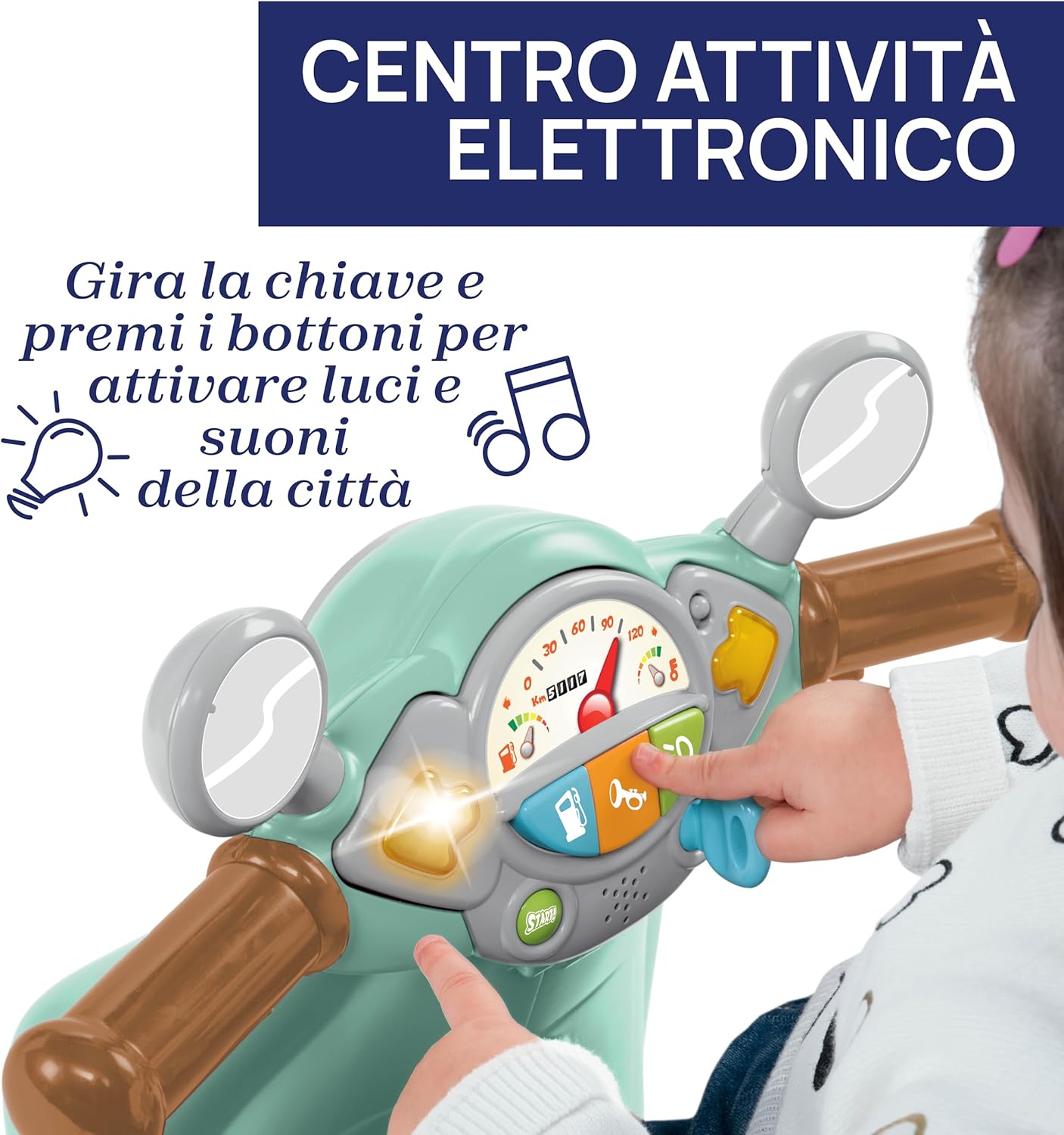 Chicco Vespa Primavera Cavalcabile Elettronica, Verde Acqua - immagine 5