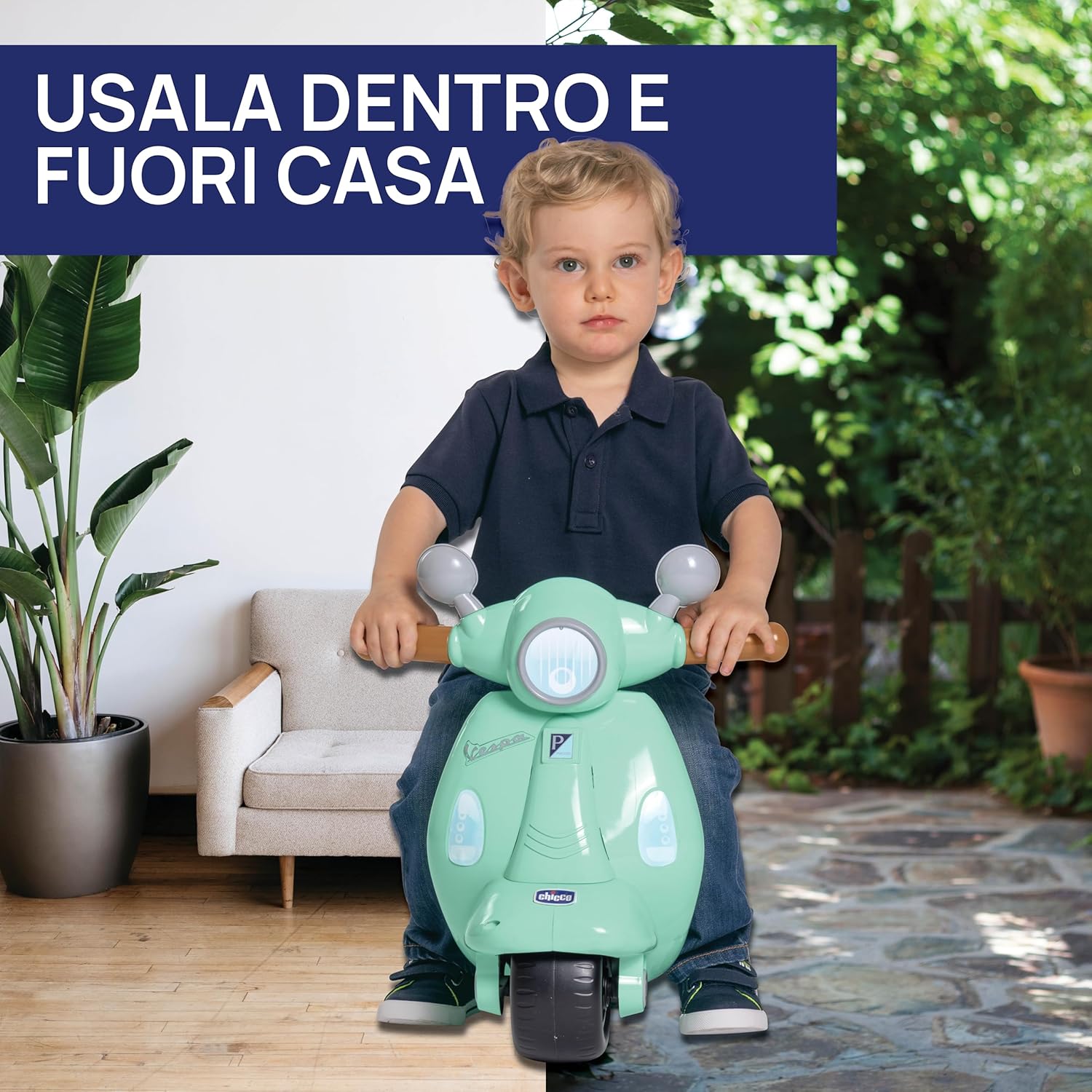 Chicco Vespa Primavera Cavalcabile Elettronica, Verde Acqua - immagine 7
