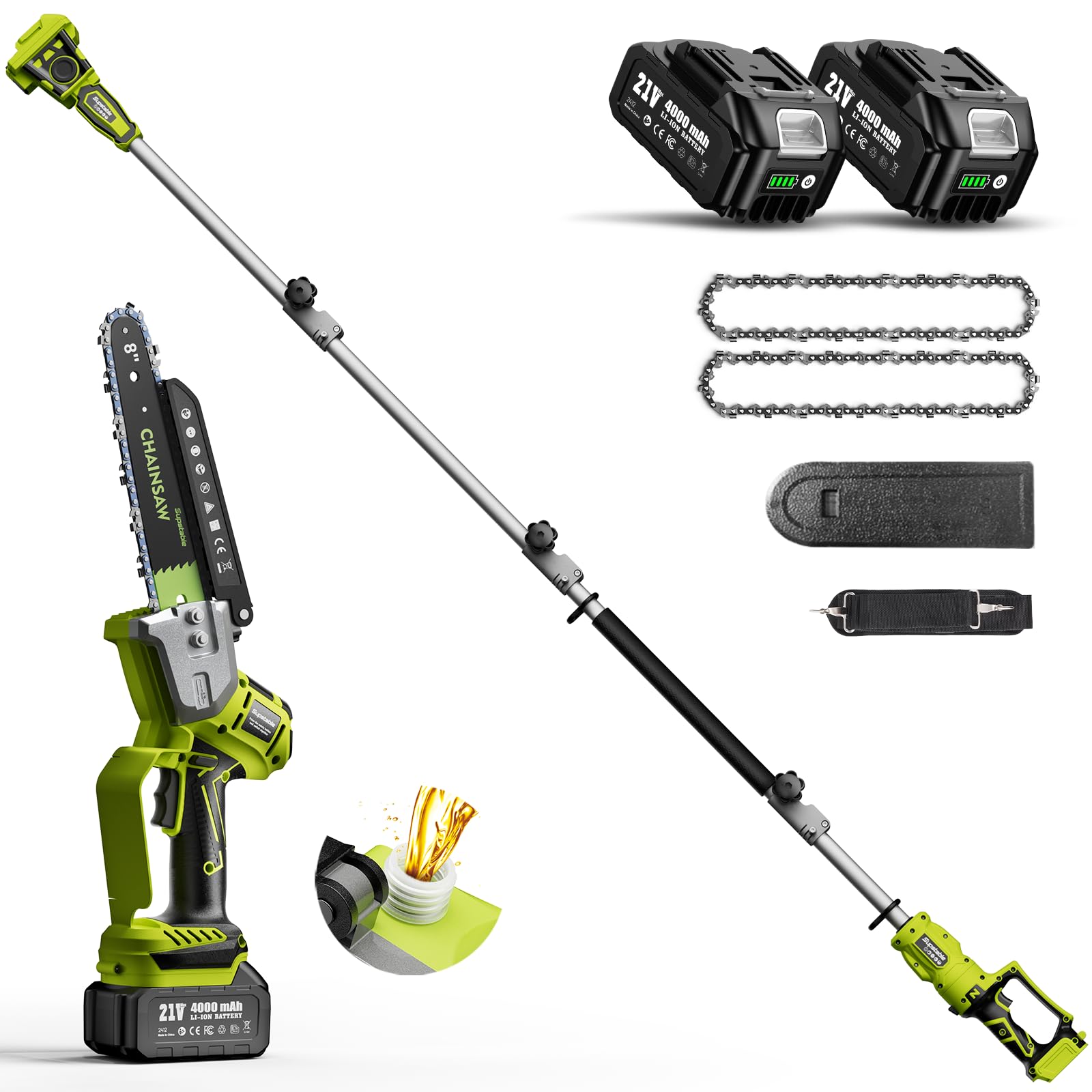 Supstable Mini Motosega a Batteria Telescopica 8000 mAh