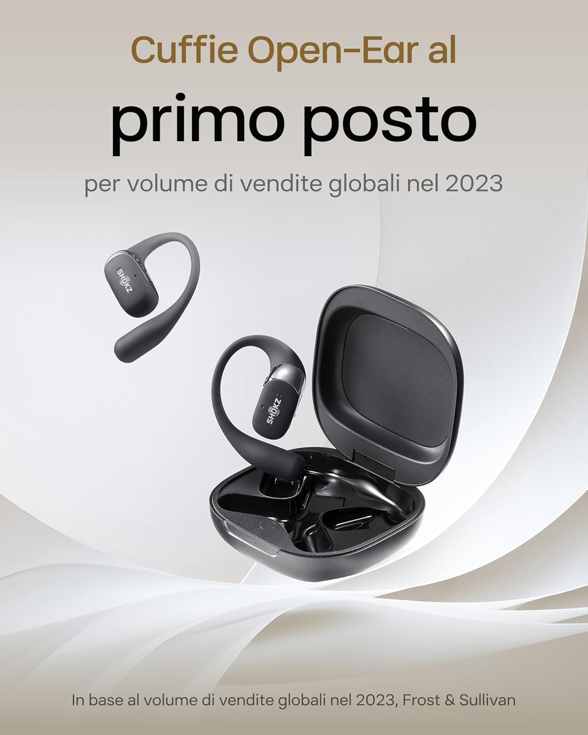 Shokz OpenFit 2 - Auricolari Open-Ear Wireless, Beige - immagine 2