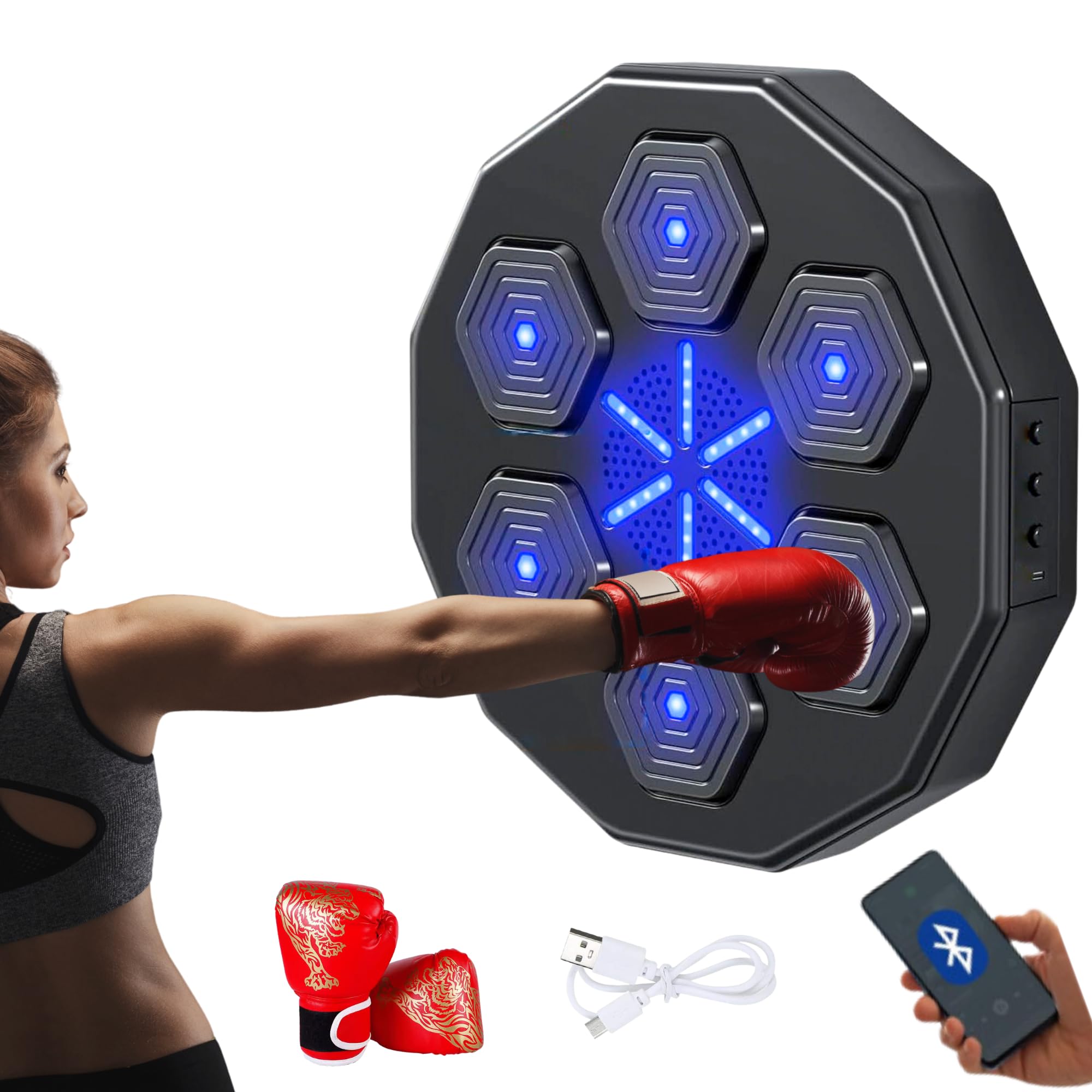 Macchina da Boxe Musicale da Parete con LED