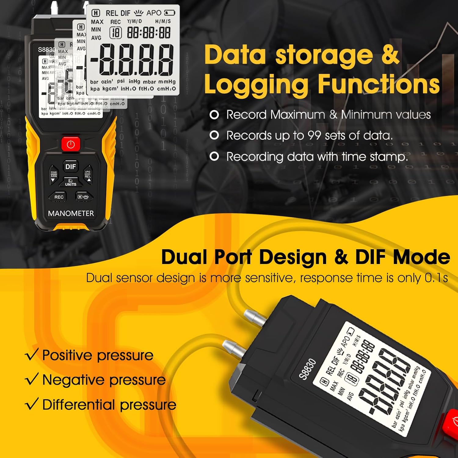 Manometro Digitale Differenziale ±36,80 KPa - immagine 4
