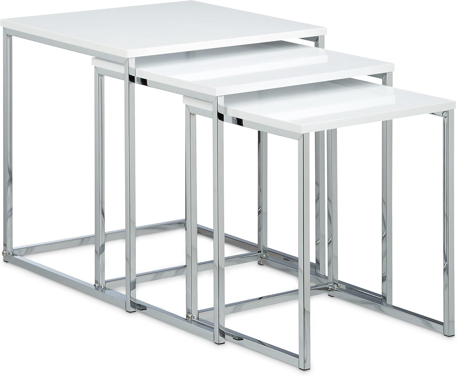 Relaxdays Tavolini da Salotto Set 3 Sovrapponibili, Bianco - immagine 4