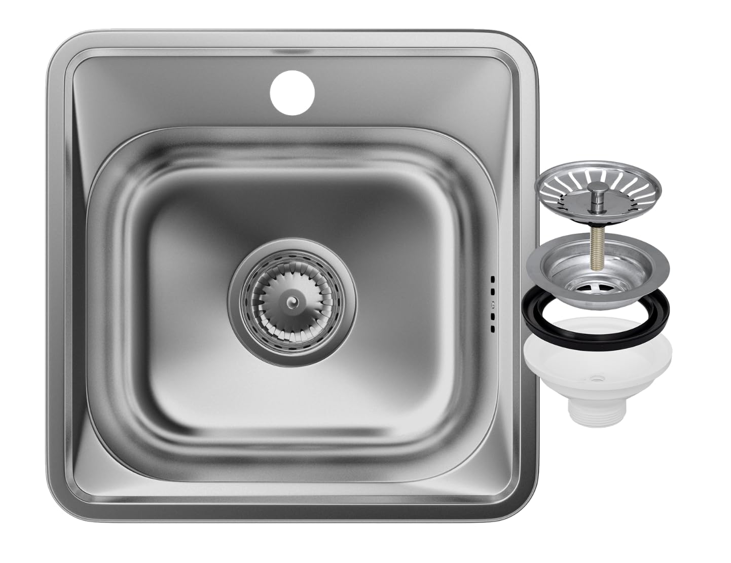 Granitan Lavello da Incasso in Acciaio 38x38 cm