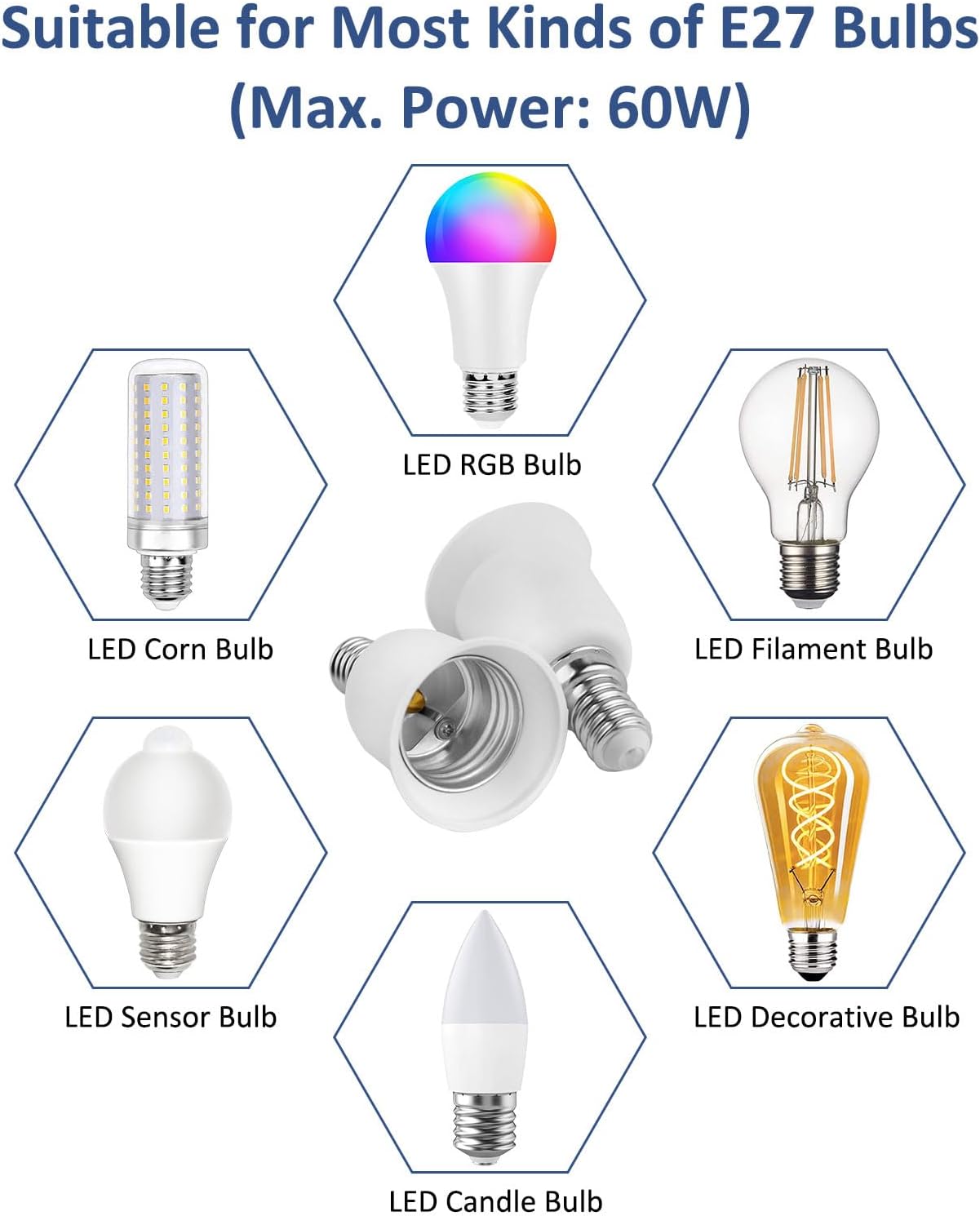 Caldarax E14 a E27 Socket Converter, 2 Pezzi - immagine 5