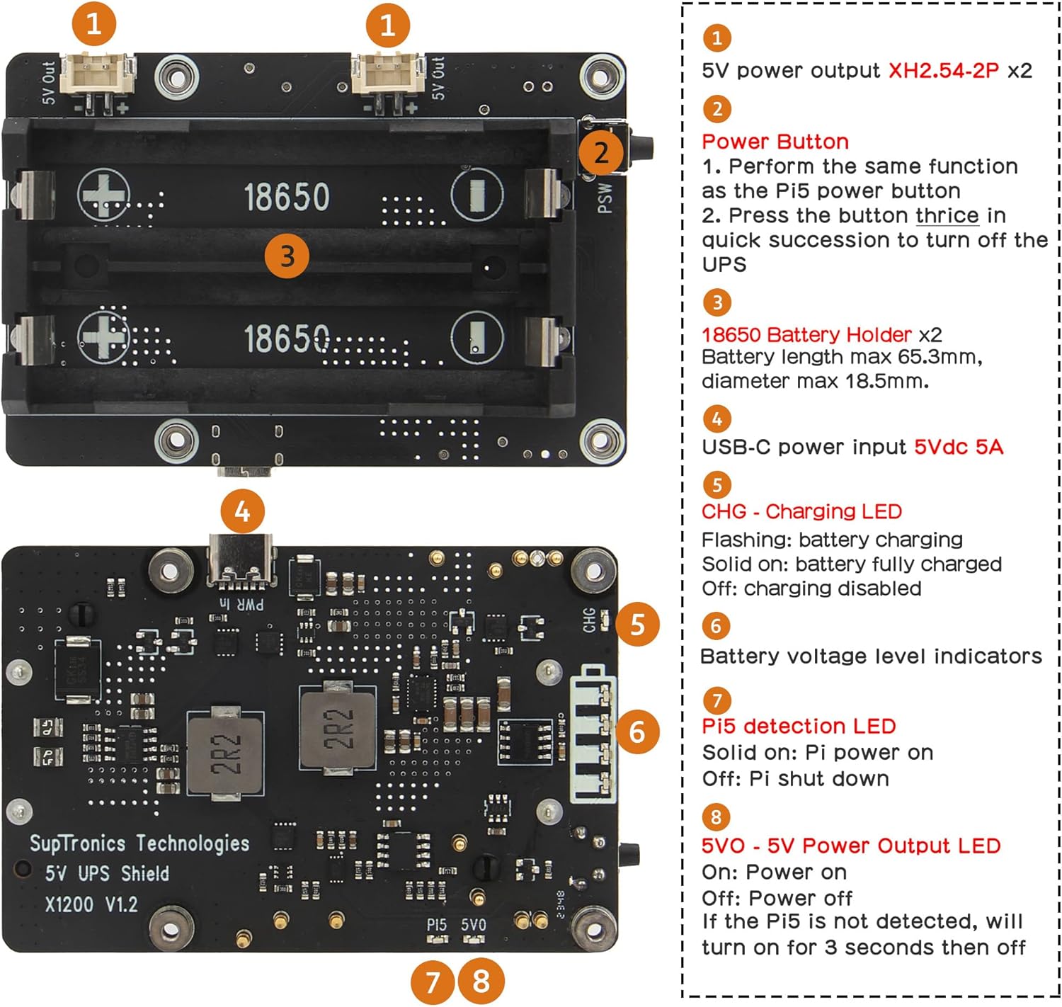 Geekworm X1200 5V UPS Shield per Raspberry Pi 5 - immagine 2