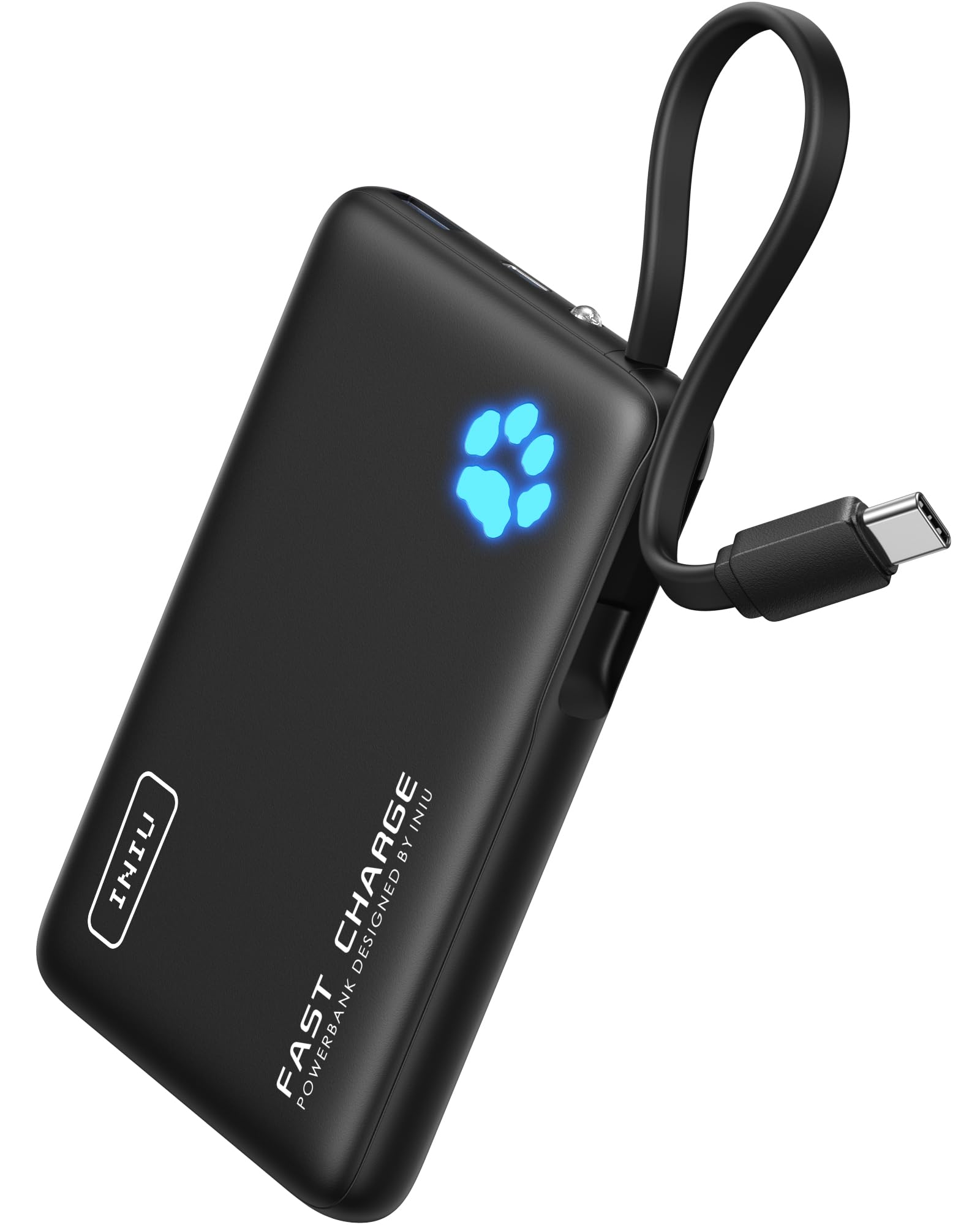 Iniu Power Bank Sottile 20W 10000mAh con Cavo Integrato
