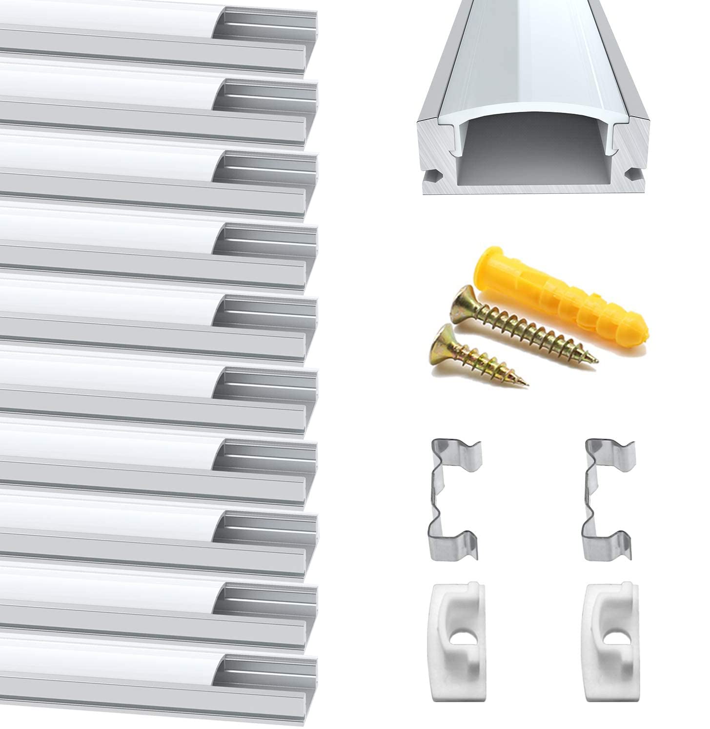 10 Pezzi Canale Alluminio per Strisce LED 0.5m