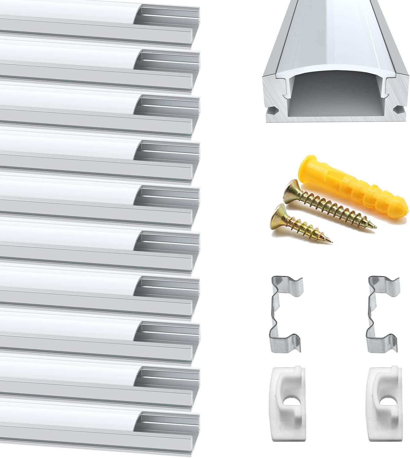 10 Pezzi Canale Alluminio per Strisce LED 0.5m - immagine 1