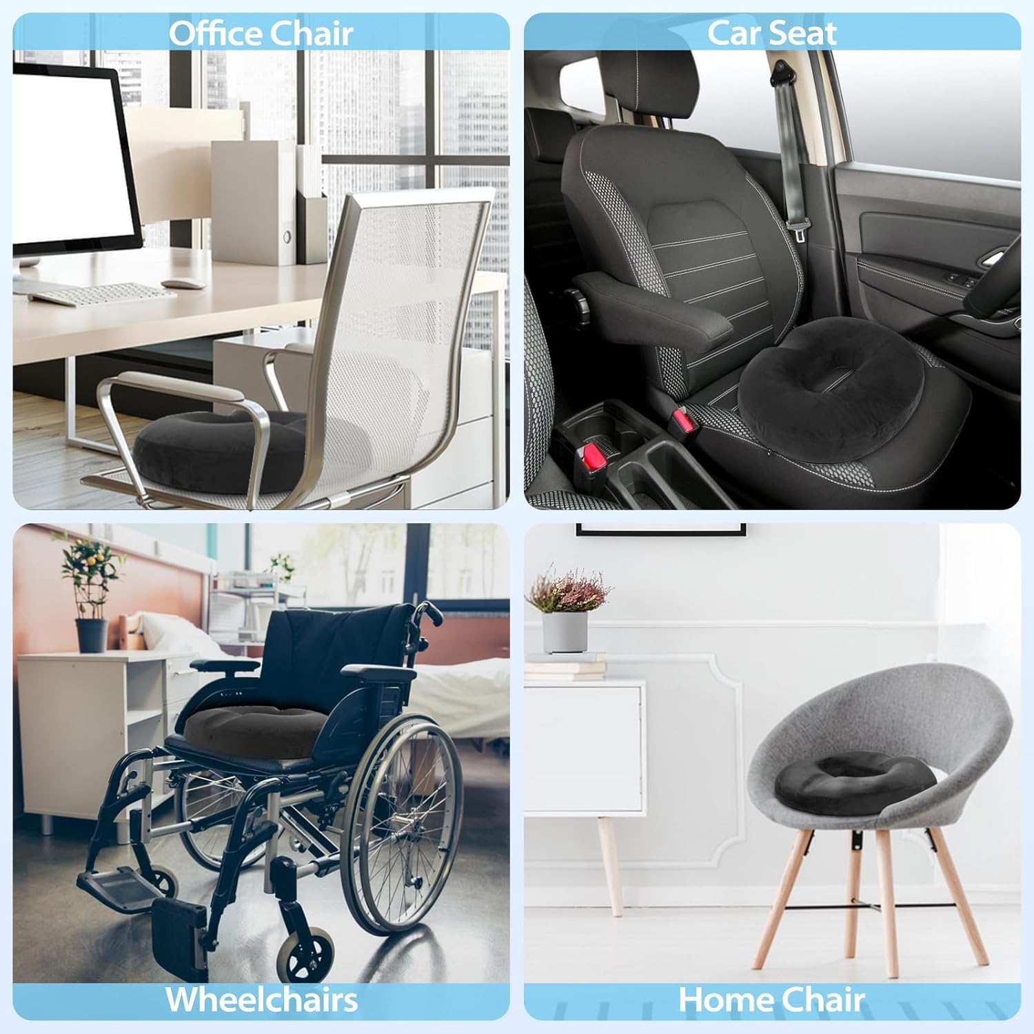 Homca Cuscino Sedia Ergonomico Memory Foam, Nero - immagine 7