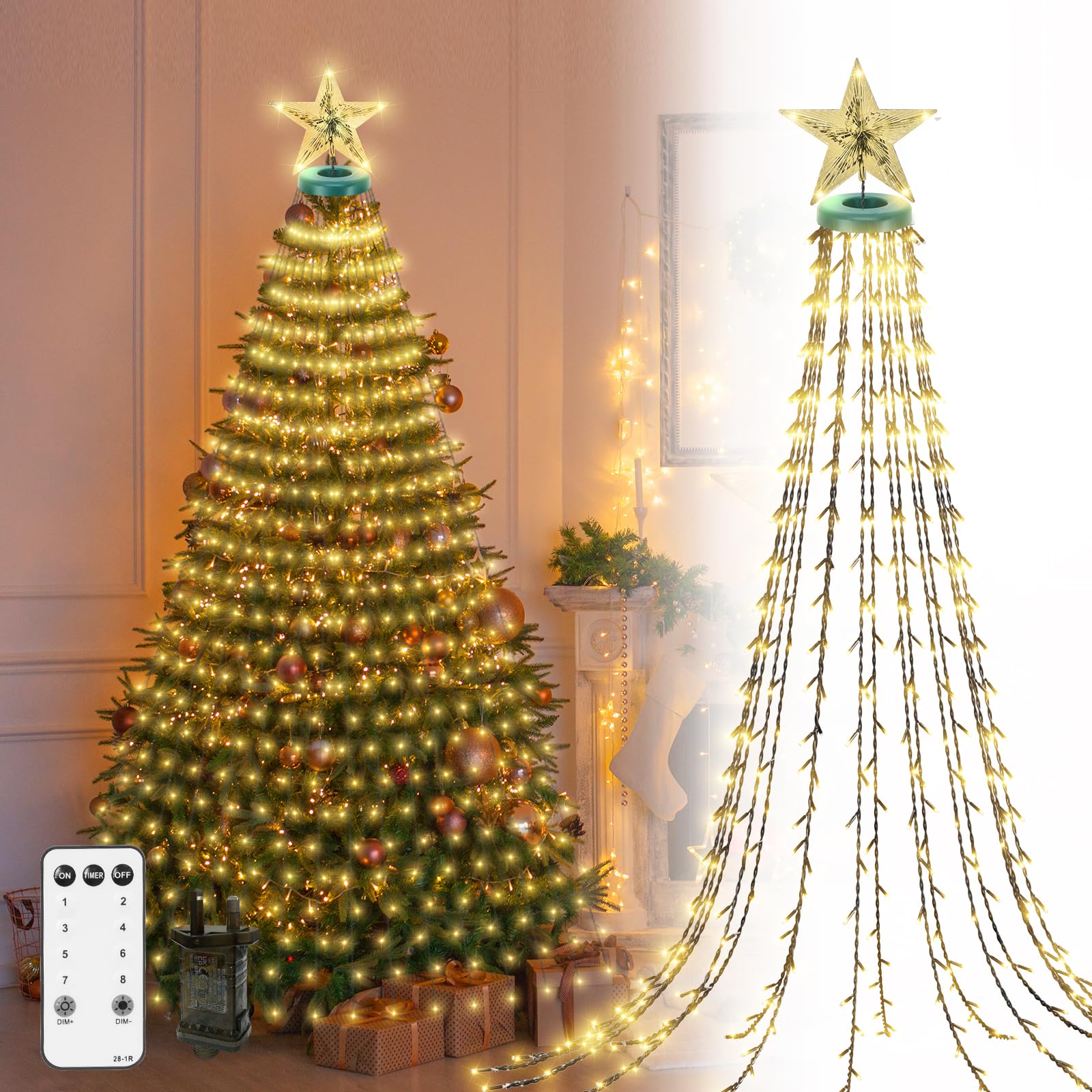 Catena Luminosa Albero di Natale con Stella 2.5m 400 LED