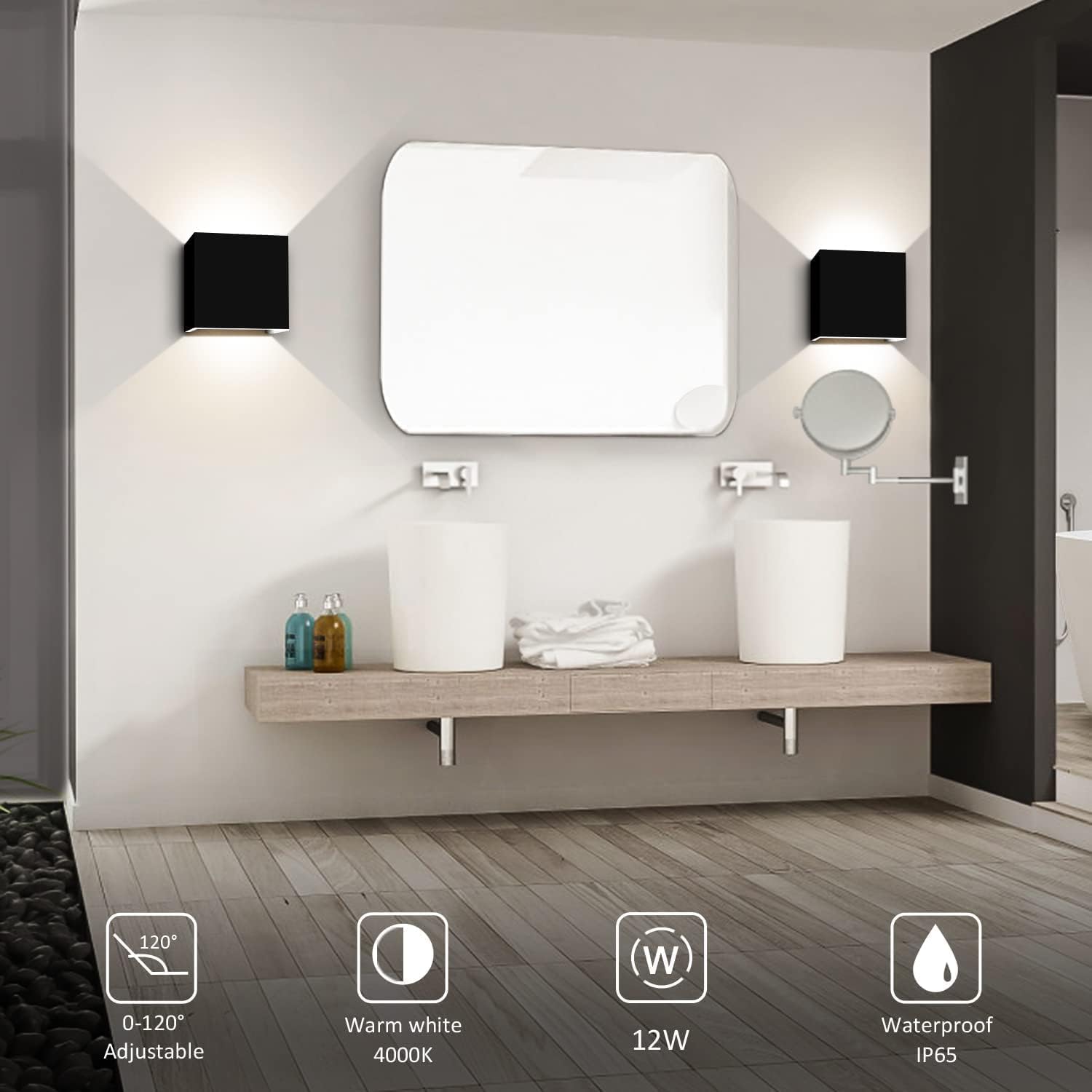 Applique da Parete Esterno/Interno 12W 4000K (8 Pezzi) - immagine 2