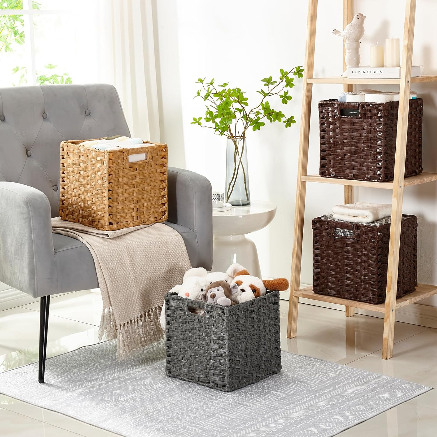 Mangata Cubi Portaoggetti 28x28 cm, Grigio Cenere (4 pezzi) - immagine 4