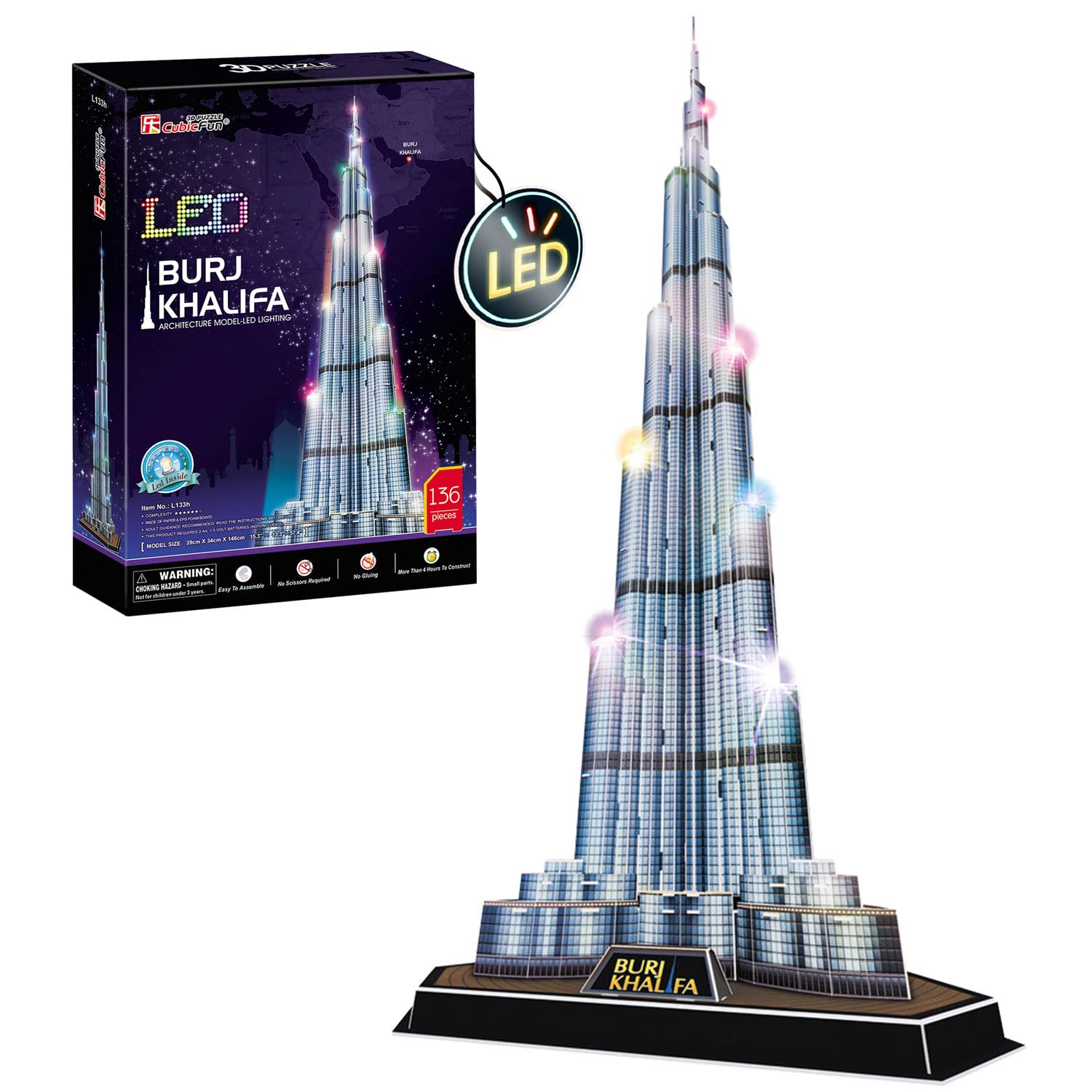 Puzzle 3D Burj Khalifa Led Cityline 136 Pezzi