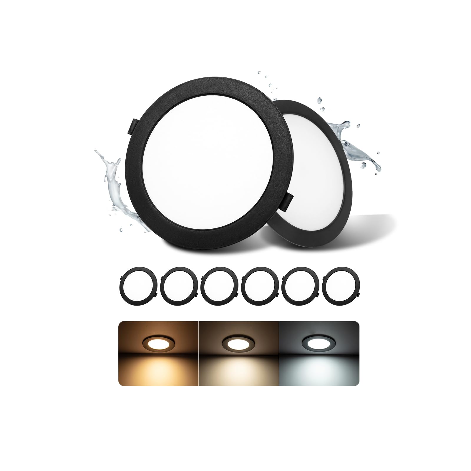 6 Faretti LED Incasso Nero 24W 2200LM IP44