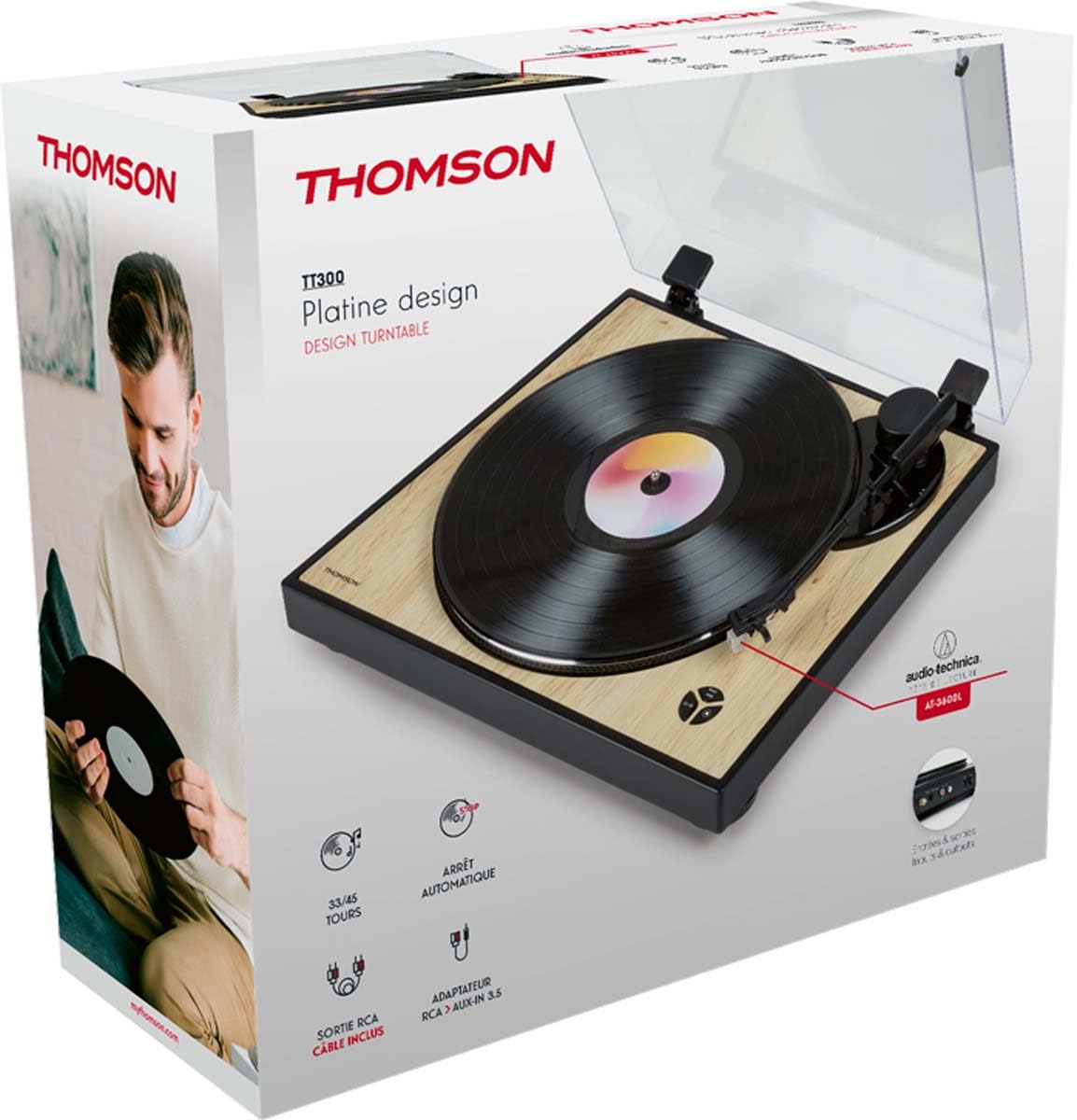 Platine tourne-disques THOMSON noire et bois