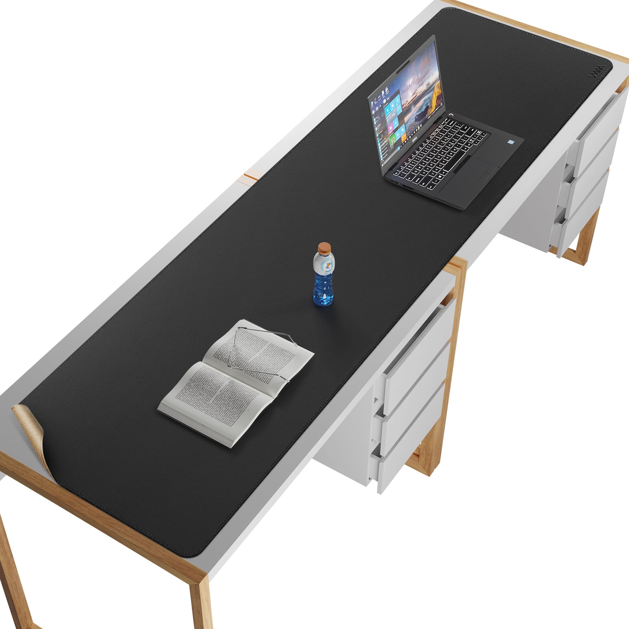 Vyaaa Tappetino Scrivania Grande Pelle PU e Sughero