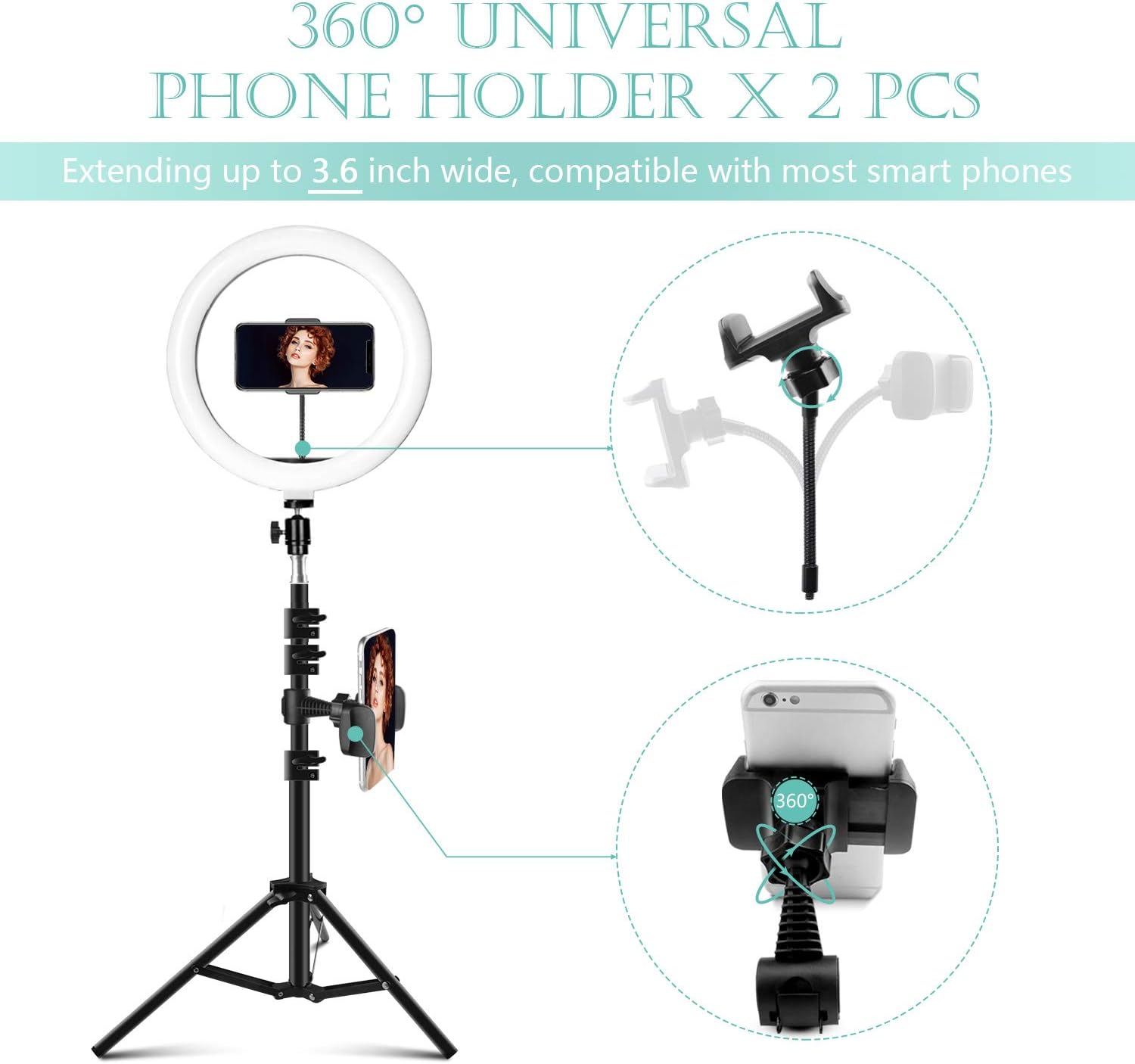 Ring Light Telefono LED con Treppiede 10 Pollici - immagine 3