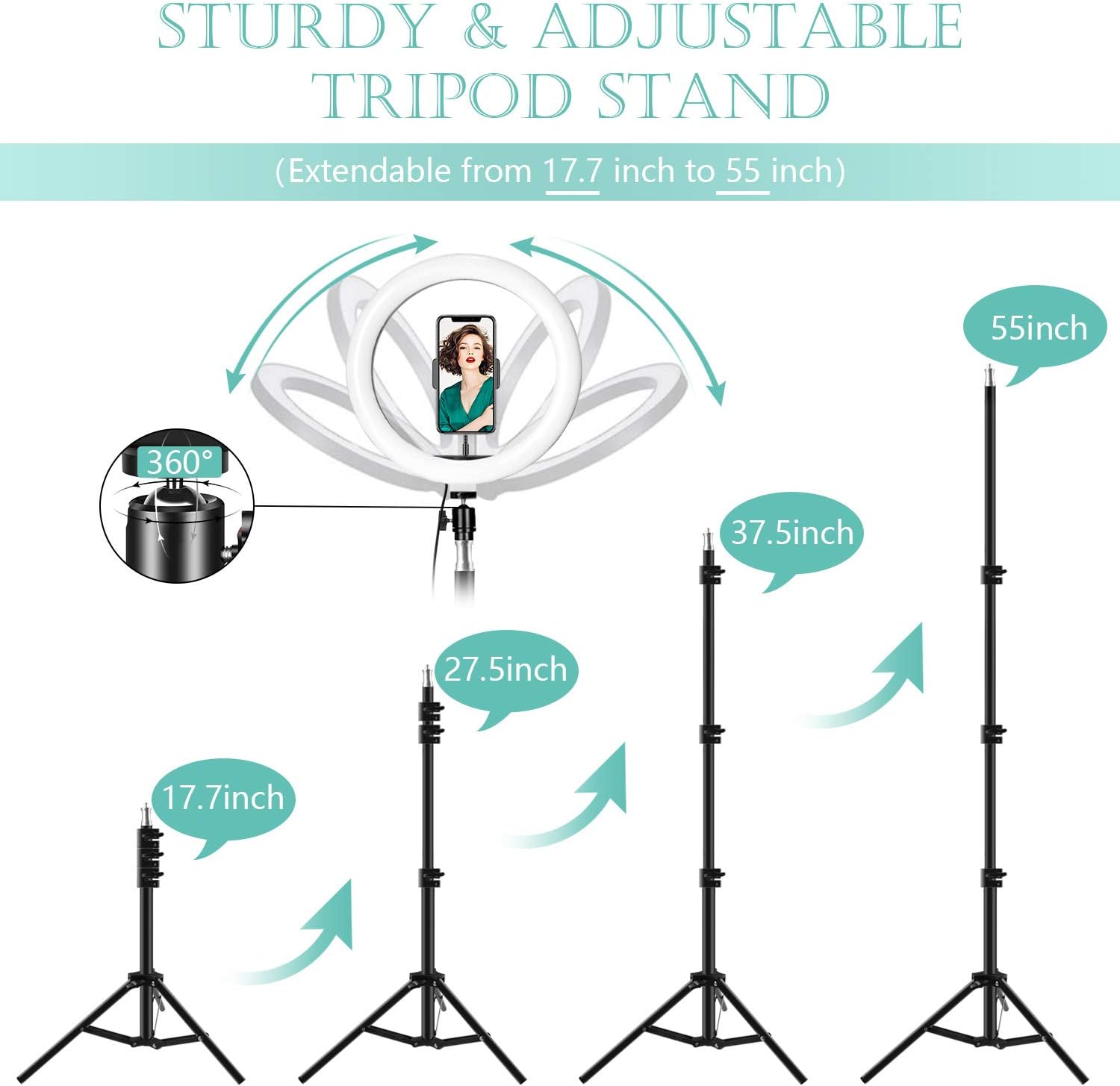 Ring Light Telefono LED con Treppiede 10 Pollici - immagine 4