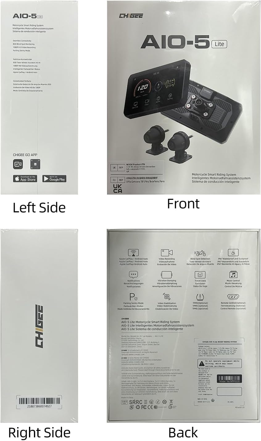 AIO-5 Lite Motorcycle Carplay Android Auto GPS 5" LCD - immagine 2