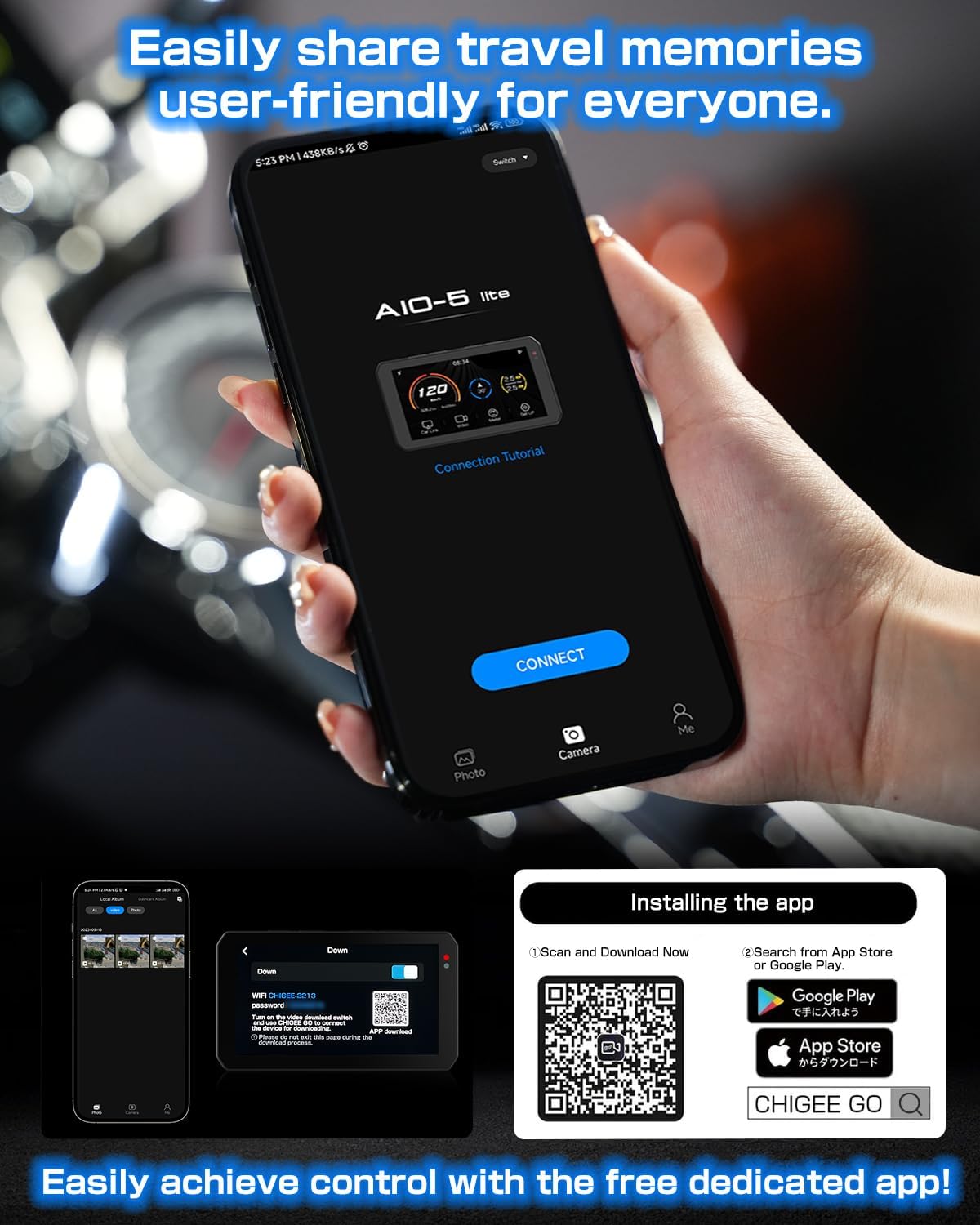 AIO-5 Lite Motorcycle Carplay Android Auto GPS 5" LCD - immagine 6