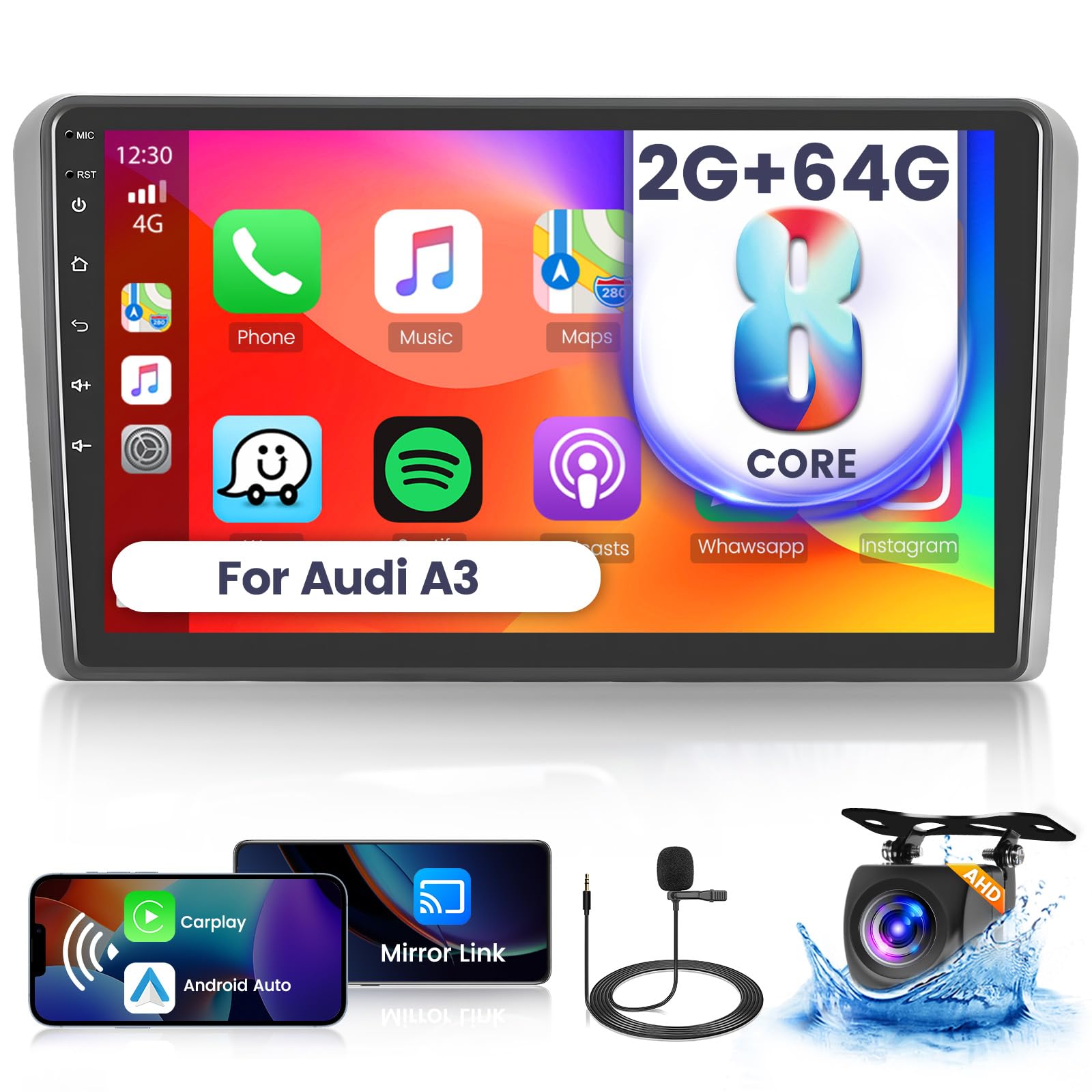 Hikity Autoradio Android 13 per Audi A3 S3 RS3 8P