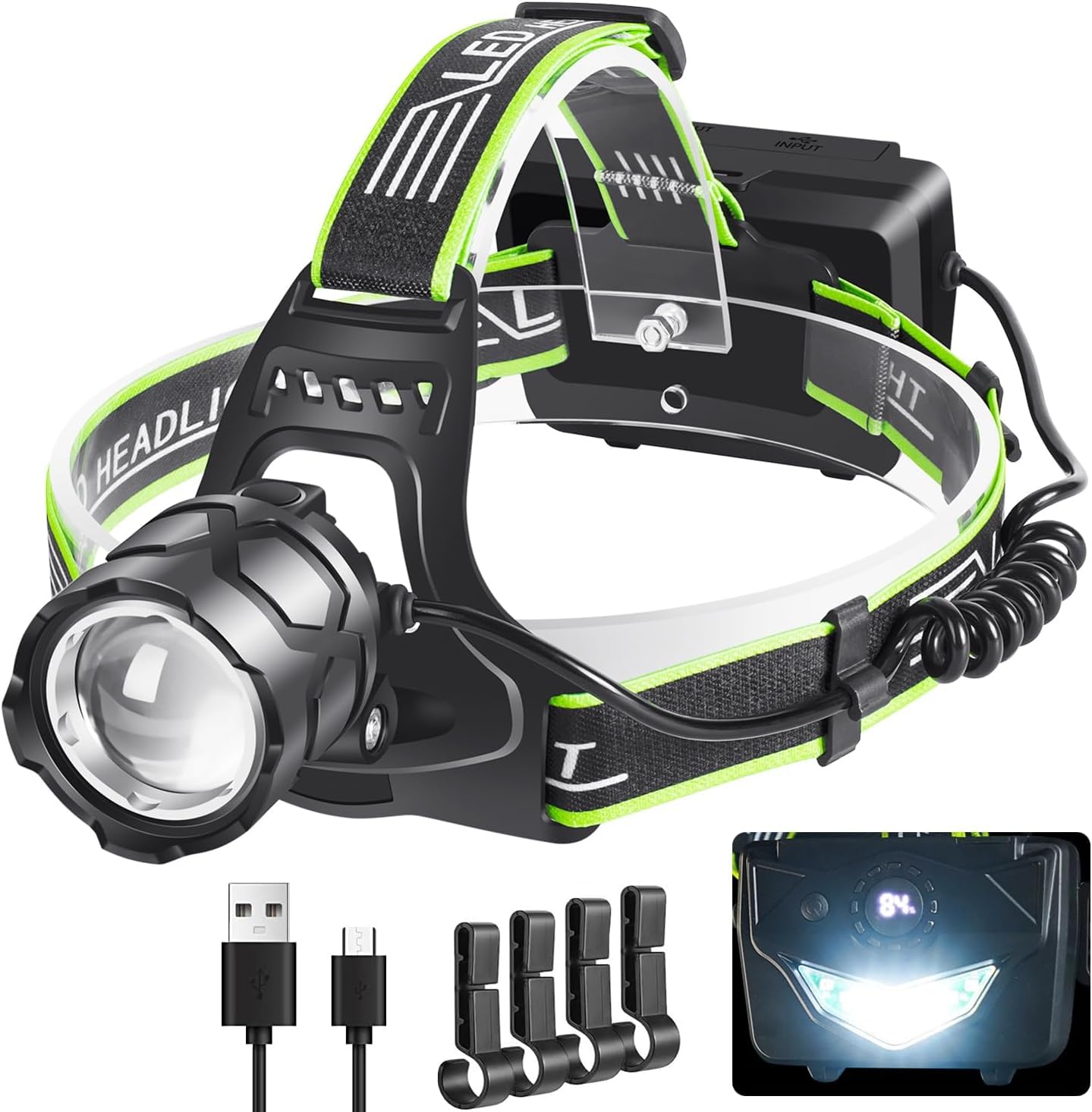 PEAKRO Torcia Frontale Led Ricaricabile 90000 Lumen