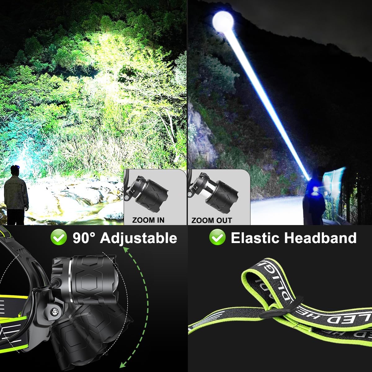 PEAKRO Torcia Frontale Led Ricaricabile 90000 Lumen - immagine 4