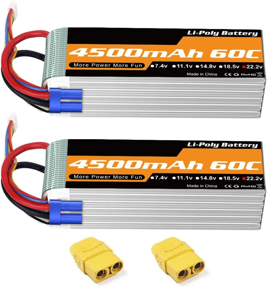 Batteria Lipo 6S 22.2V 4500mAh 60C (2 confezioni) - immagine 1