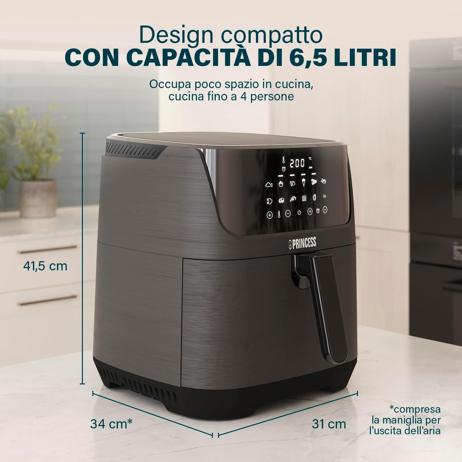 Princess Friggitrice ad Aria Digitale 6,5 L, Nera - immagine 2
