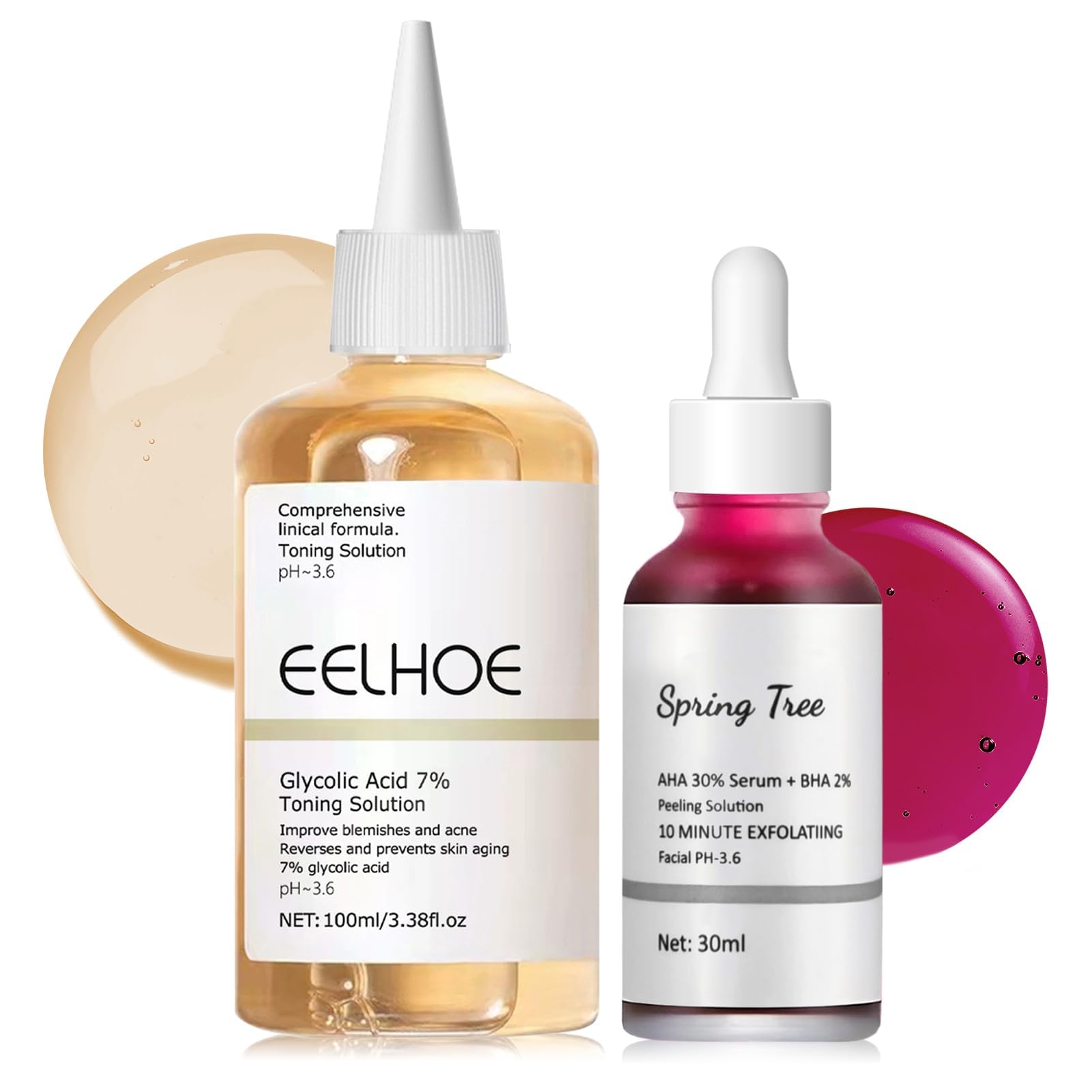 Acido Glicolico 7% Toner, AHA 30% + BHA 2% Peeling Solution, Tonico per il Viso Glycolic Acid, Siero Viso AHA BHA, per Idratare, Pori Chiari, Adatto a Una Varietà di Tipi di Pelle