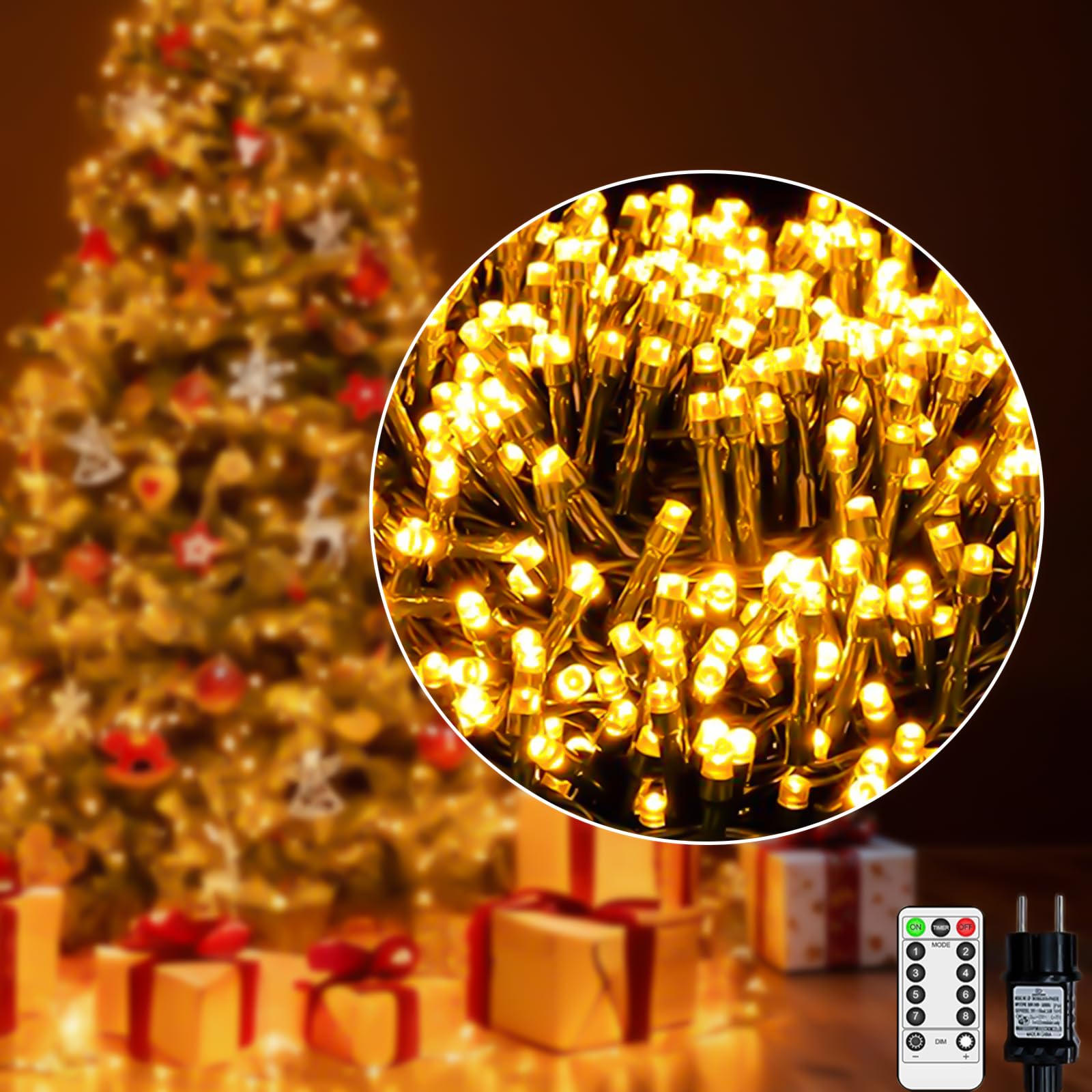 Luci a Festa Esterno 60M 600 LED, Bianco Caldo