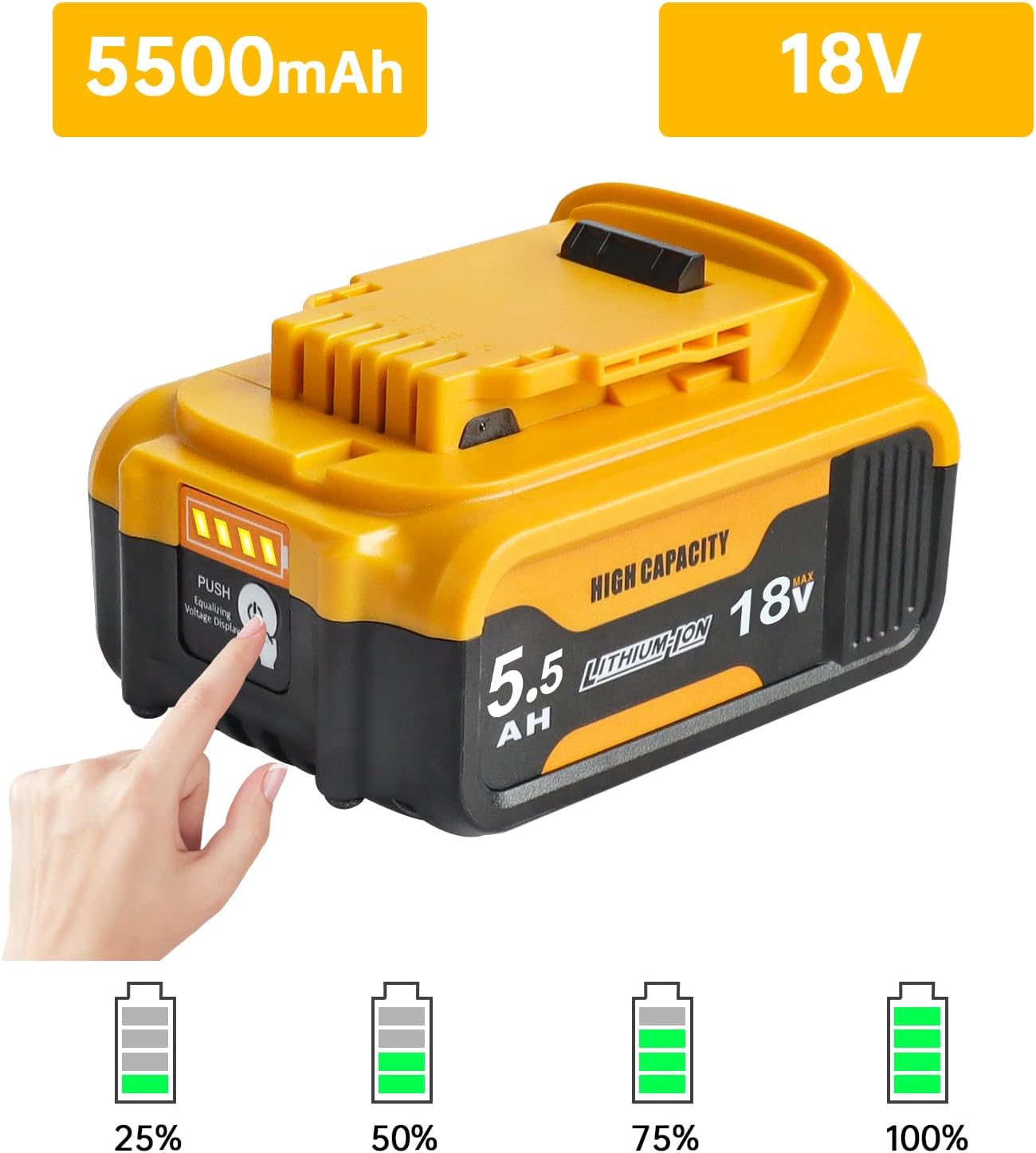 Waitley Batteria Sostitutiva 18V 5,5Ah per DeWalt - immagine 2