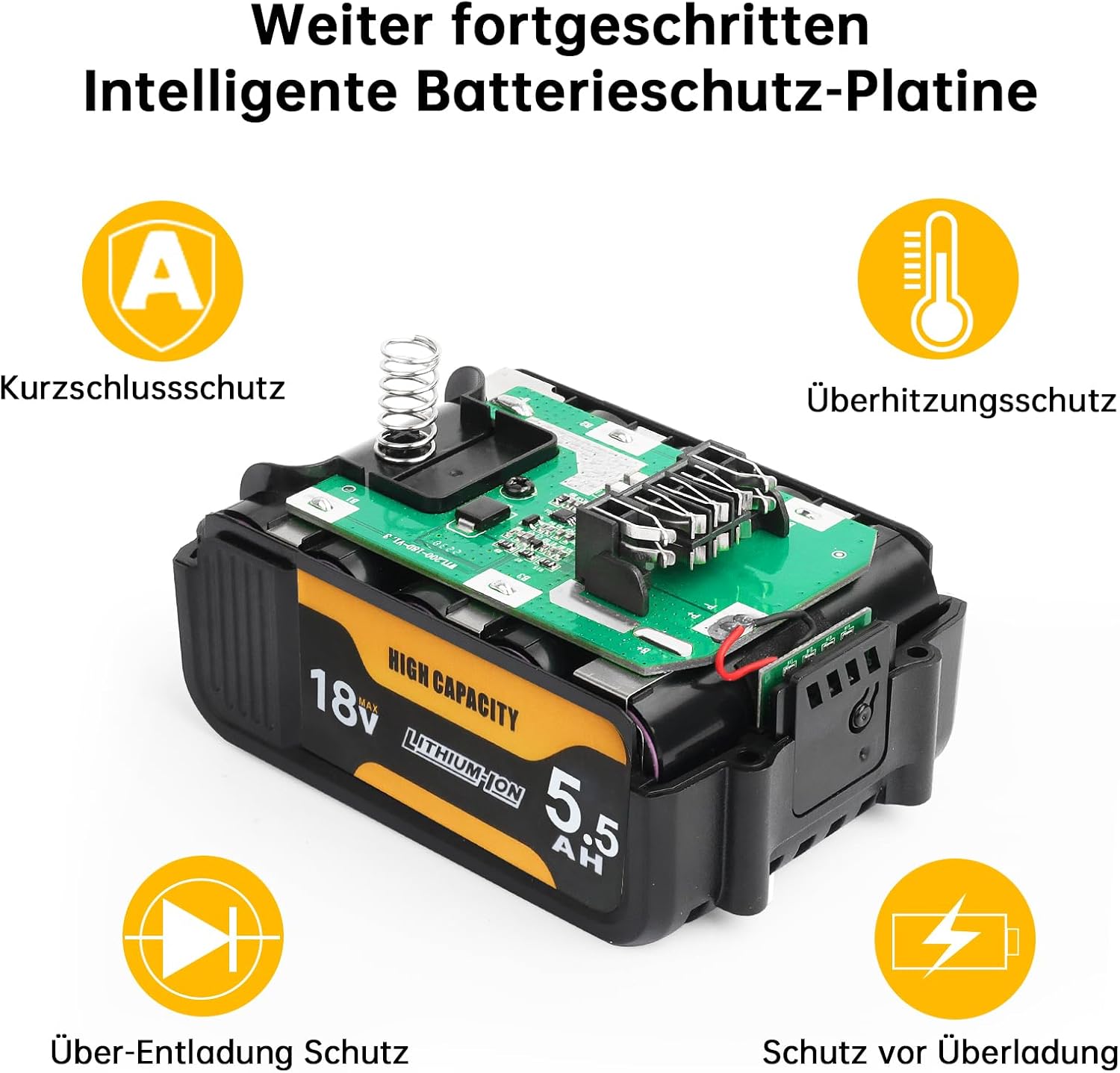 Waitley Batteria Sostitutiva 18V 5,5Ah per DeWalt - immagine 3