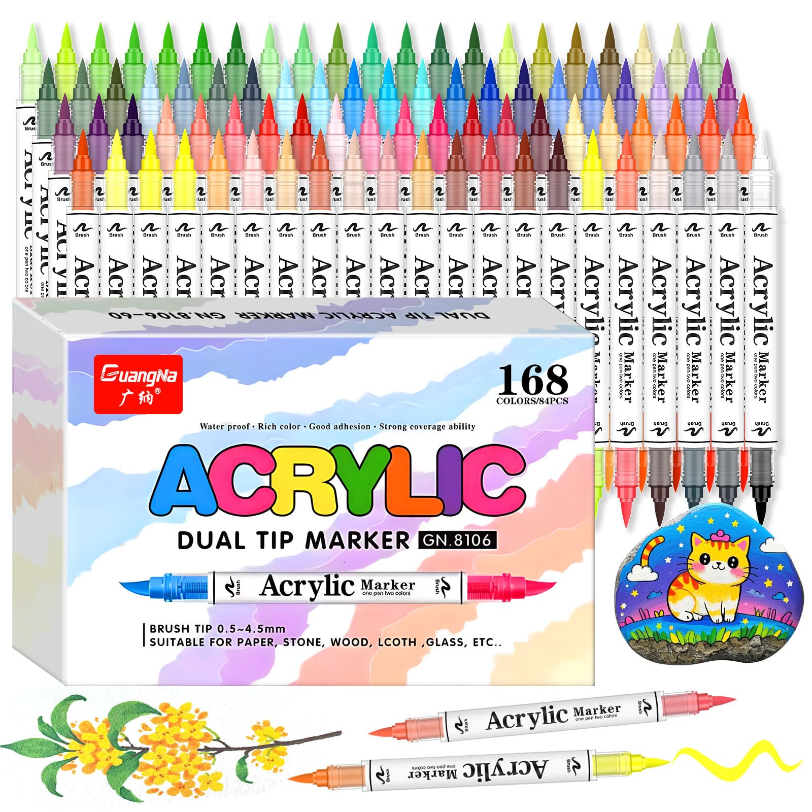 Gunsamg Pennarelli Acrilici 168 Colori (84 Pezzi)