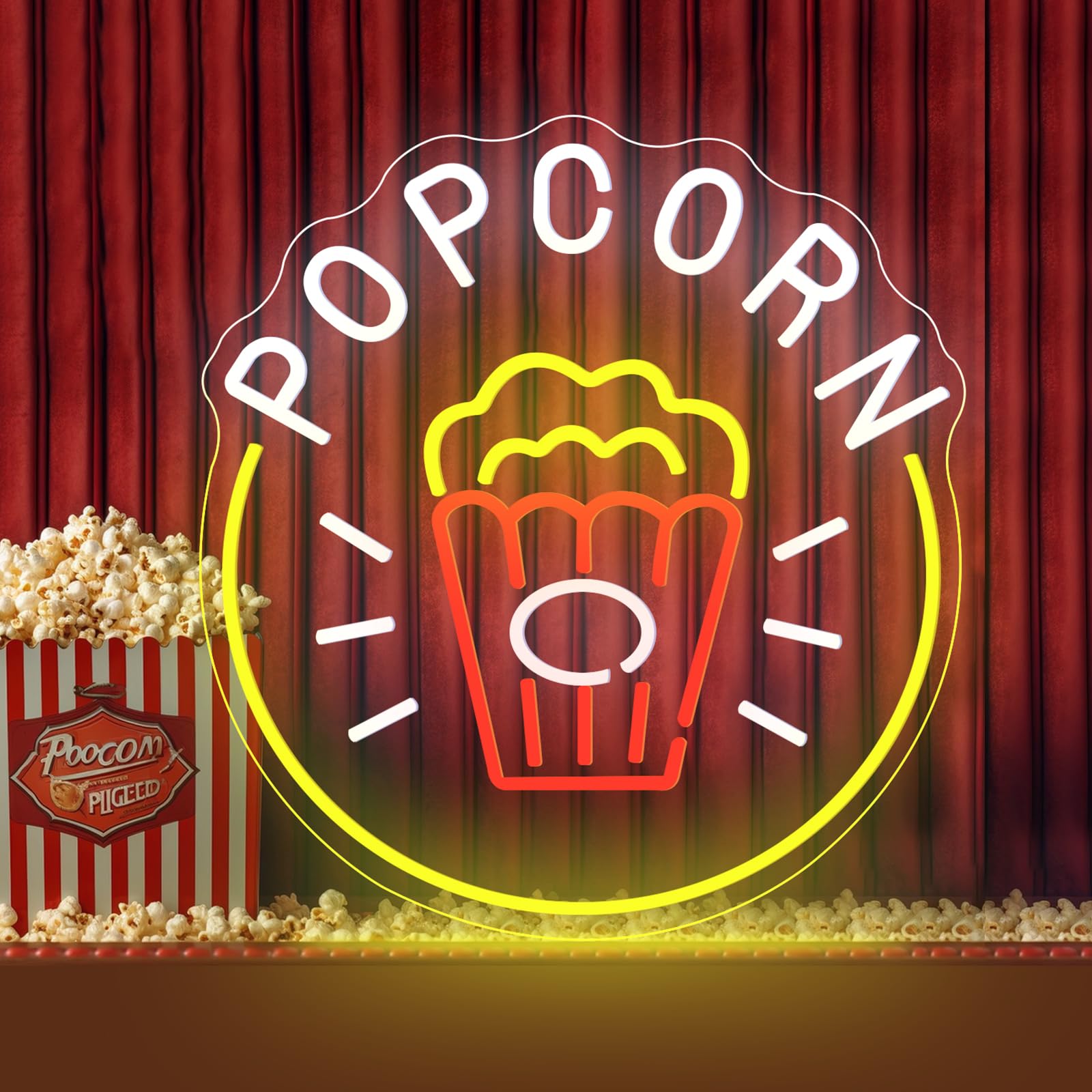 Popcorn - Targa Neon LED Dimmerabile