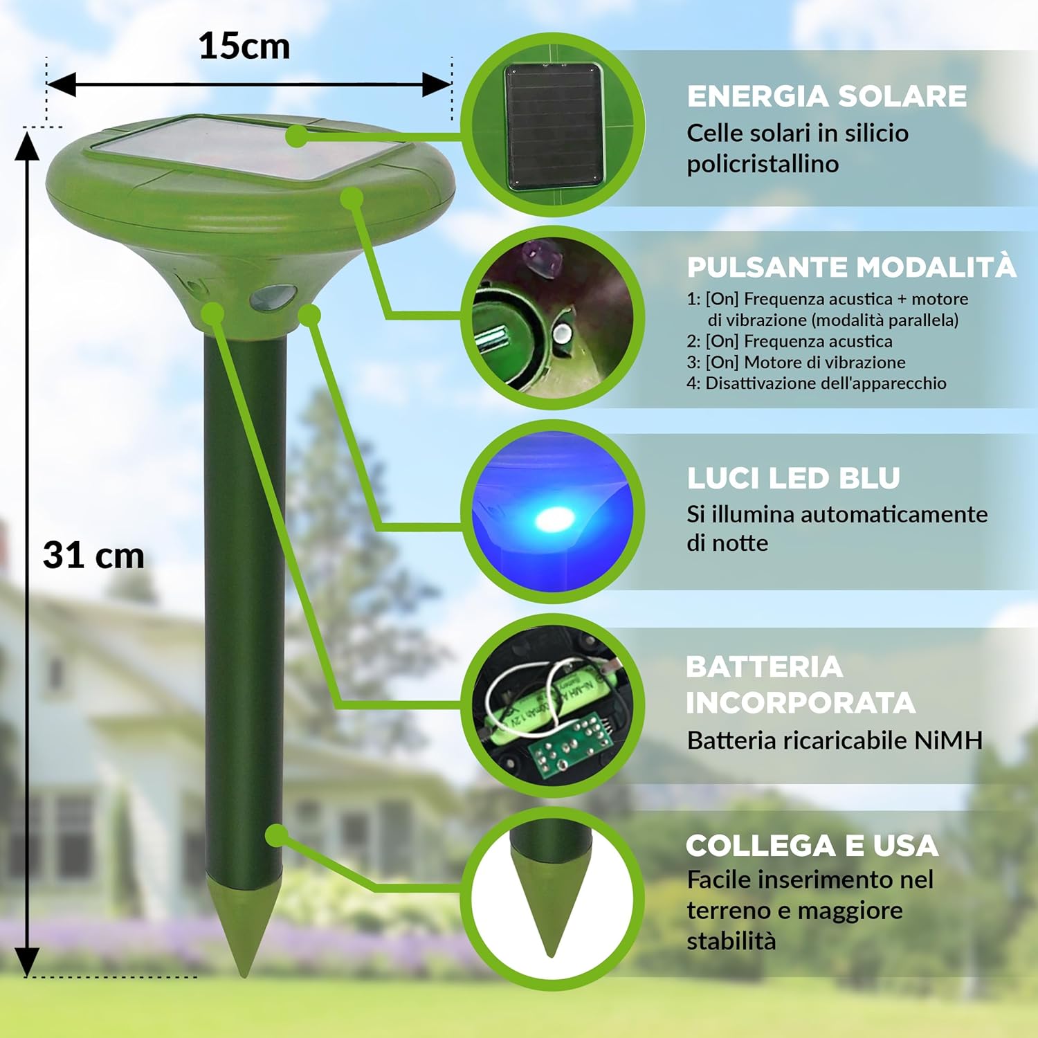 Isotronic Deterrente Talpa LED Solare (2 pezzi) - immagine 4
