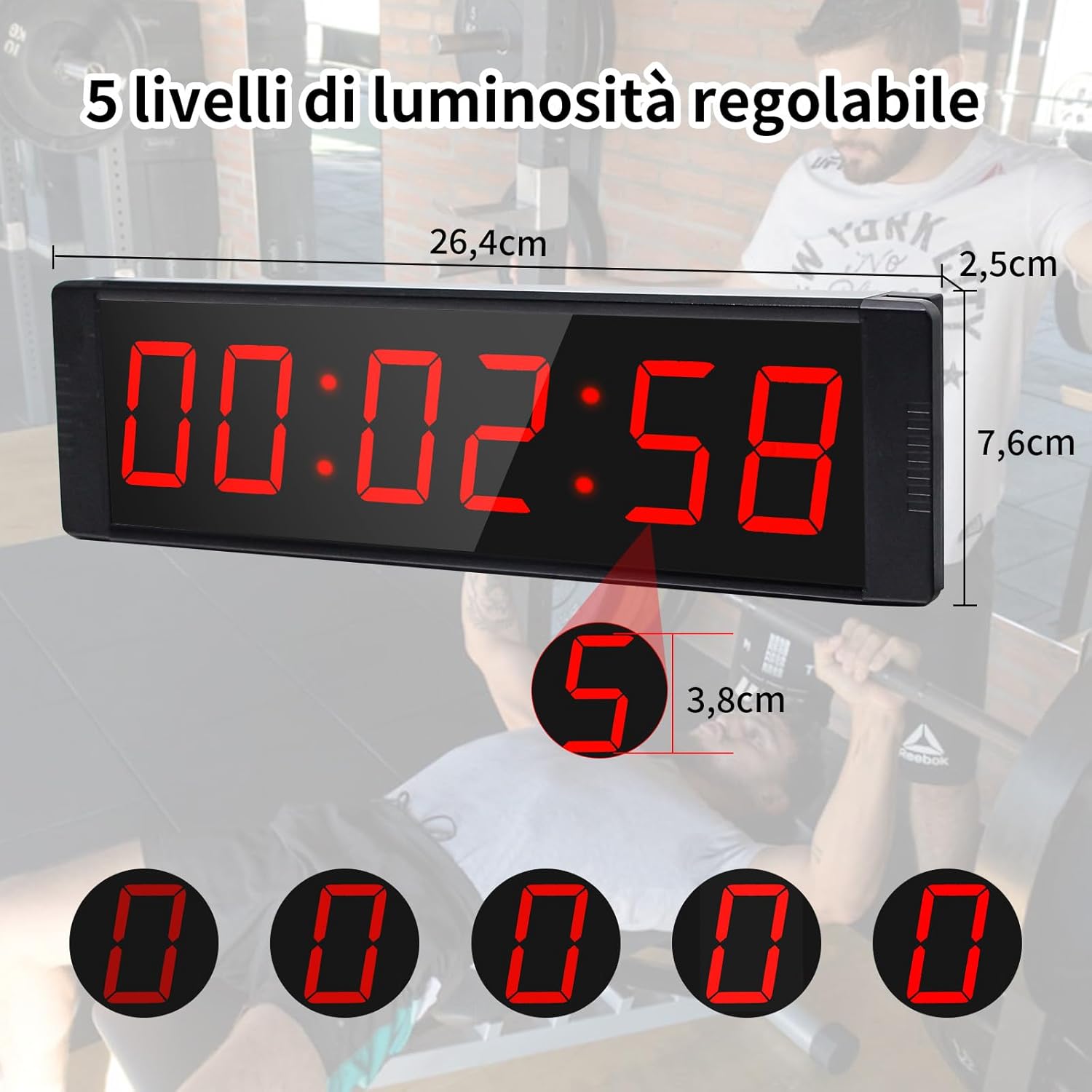 Timer da Palestra Digitale Cronometro Sportivo Portatile - immagine 2