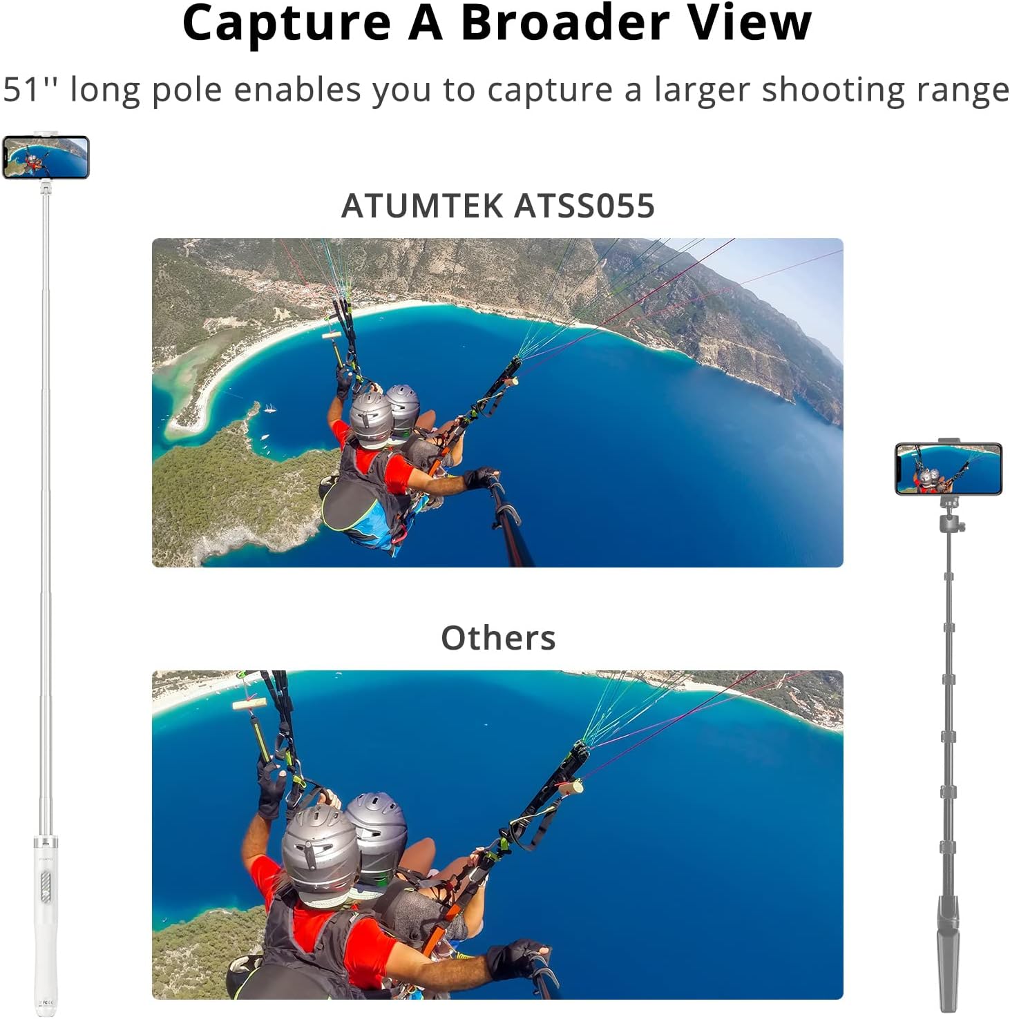 Atumtek Asta Selfie Treppiede 51'' Alluminio - immagine 8