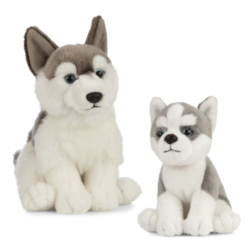 Living Nature Cane e Cucciolo Peluche Pets, Grey & White