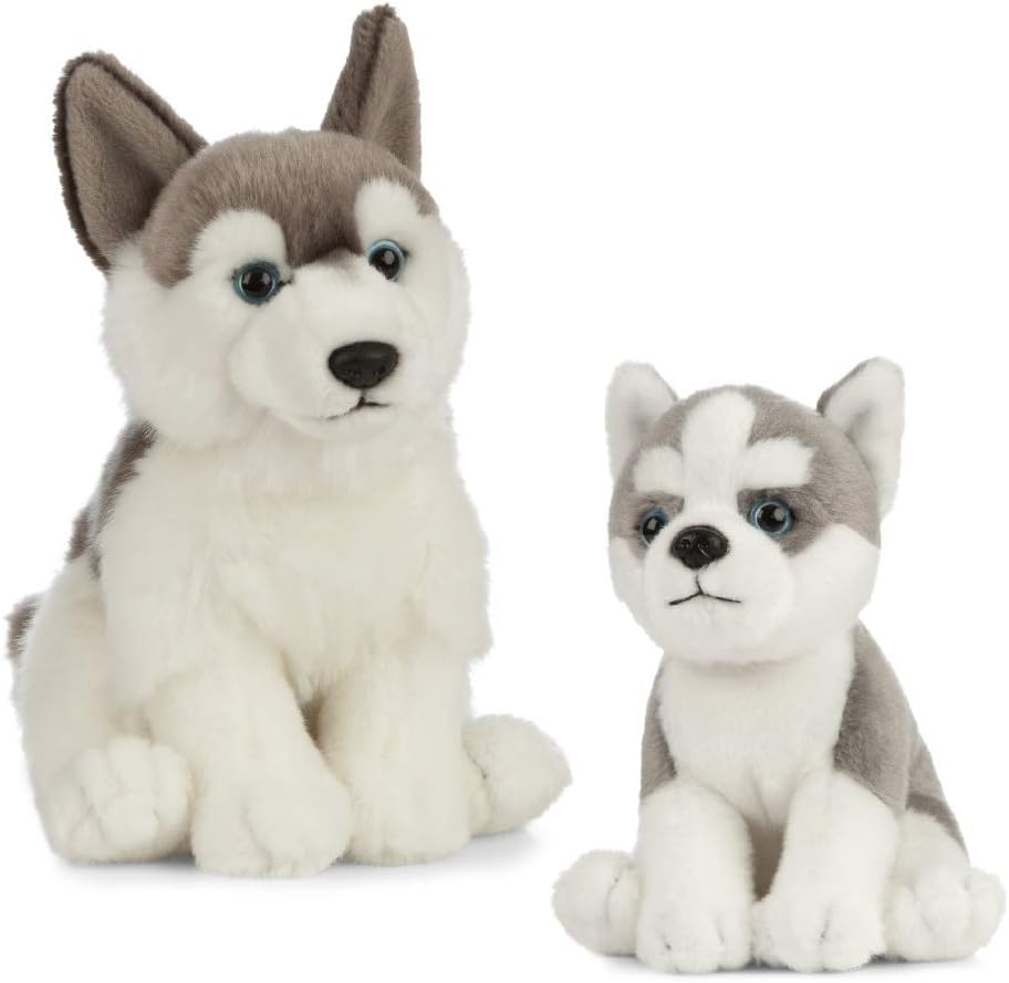 Living Nature Cane e Cucciolo Peluche Pets, Grey & White - immagine 1
