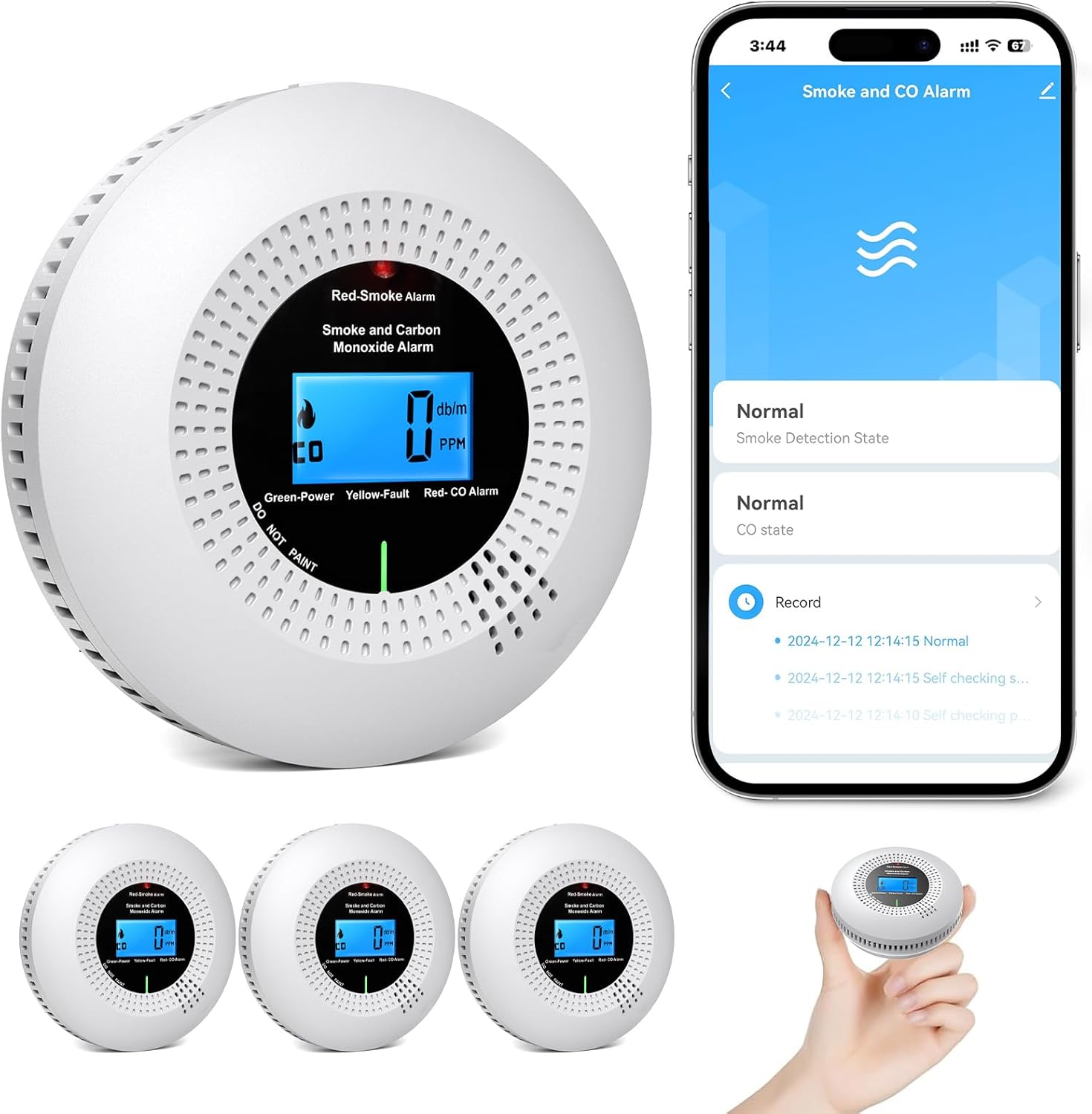 Physen Rilevatore Fumo e Monossido di Carbonio WiFi (3 pz)