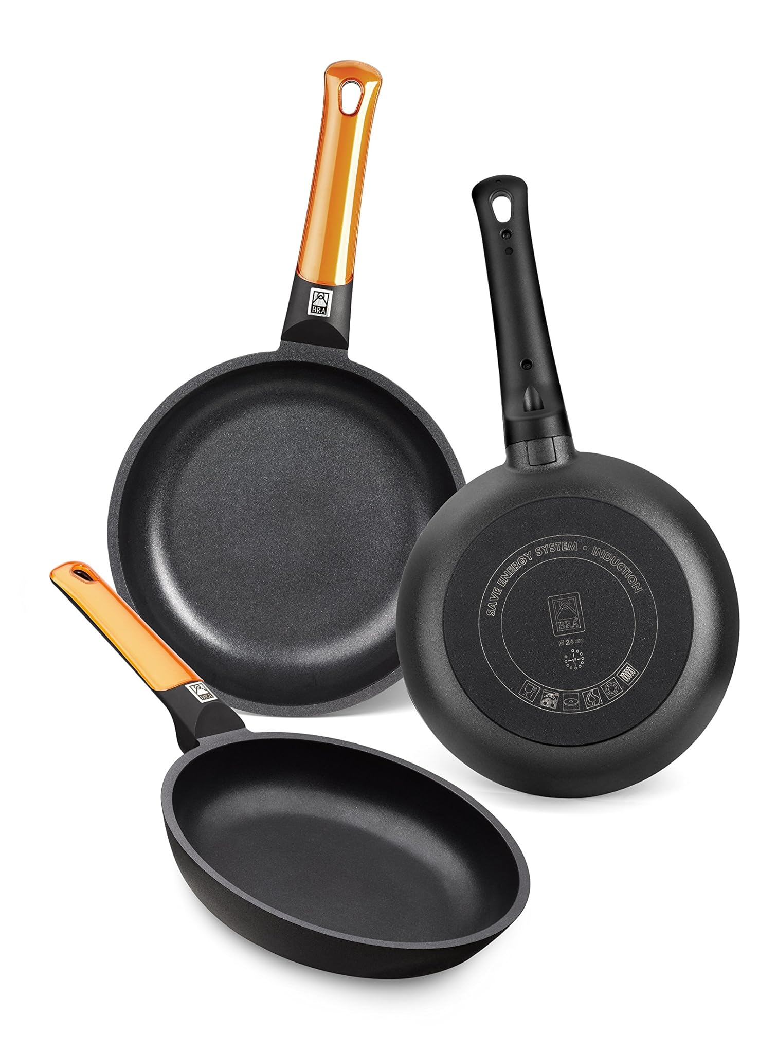 Bra Efficient Orange - Set 3 Padelle Alluminio Pressofuso