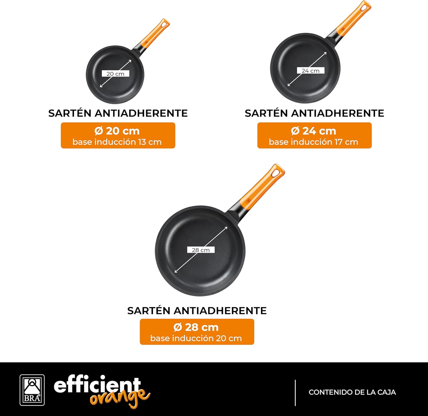 Bra Efficient Orange - Set 3 Padelle Alluminio Pressofuso - immagine 2