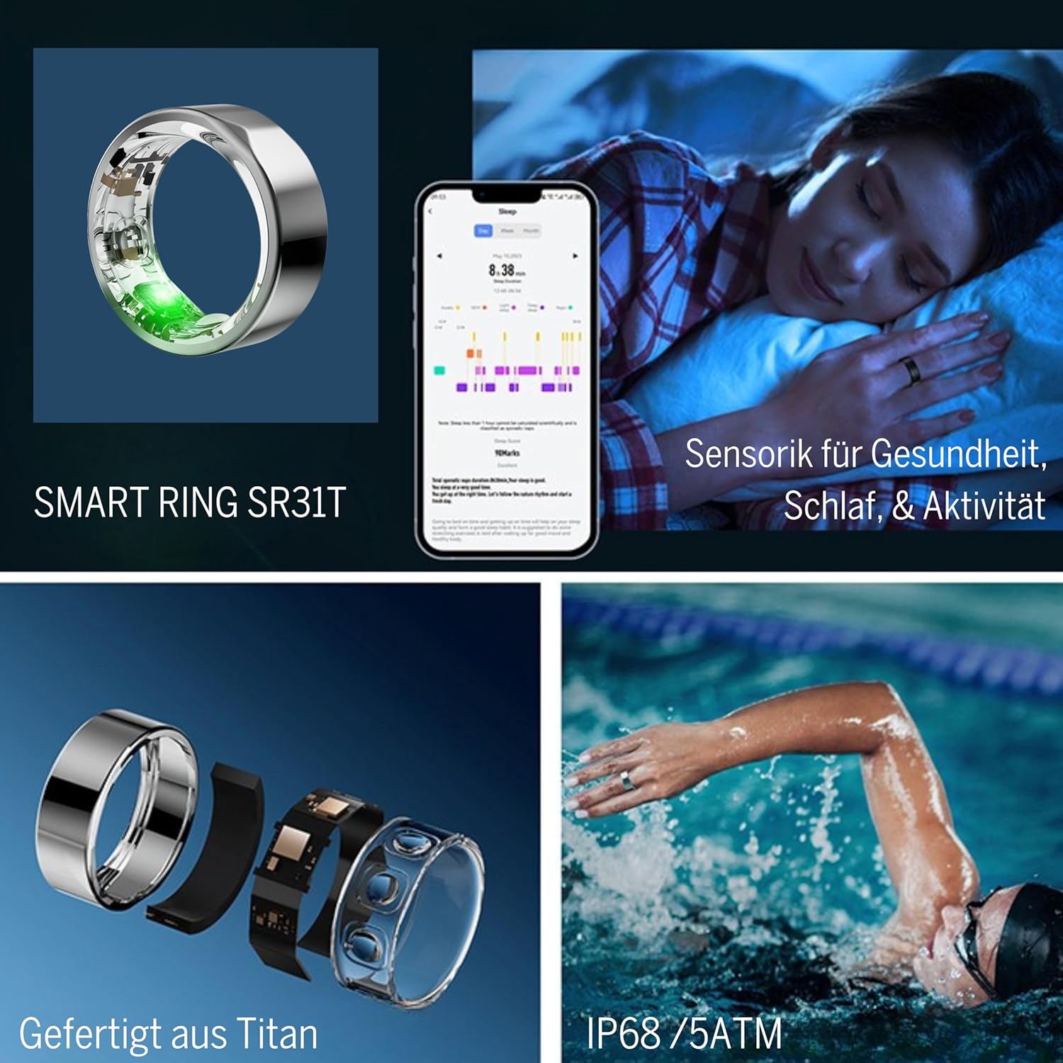 Beafon Felixx SR31T - Anello Smart Titanio, Argento - immagine 2